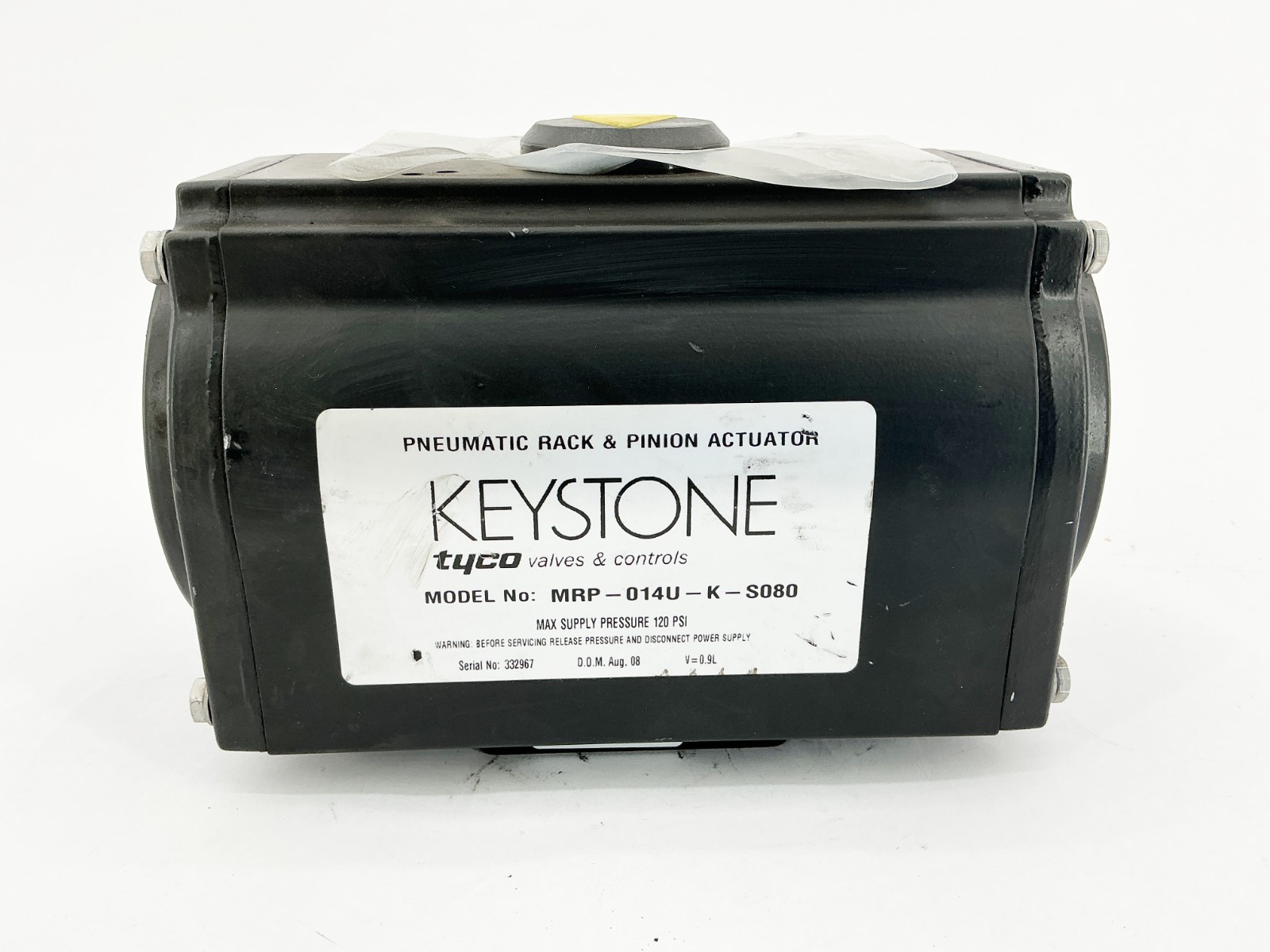 New Tyco Keystone MRP-014U-K-S080 Pneumatic Rack & Pinion Actuator 120PSI