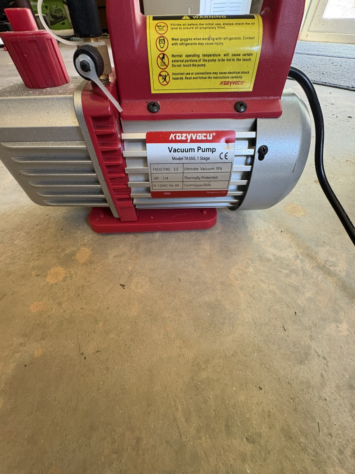 Single-Stage HVAC Vacuum Pump, 3.5CFM – Ideal for AC Repair Tools, Car AC Vacuum