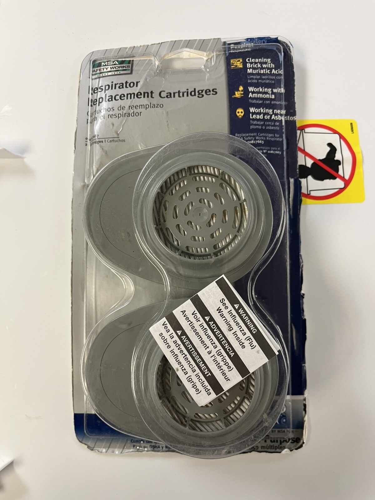 MSA SAFETY WORKS Respirator Replacement Cartridges, 2-Pack, 00817667, Open Pack