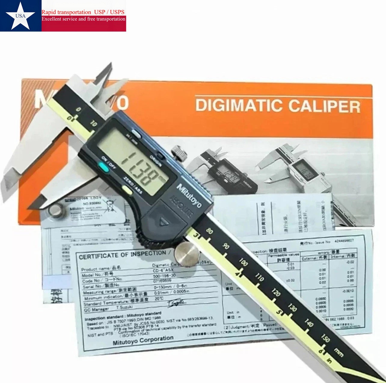 500-196-30 Japan Mitutoyo 150mm/6″ Absolute Digital Digimatic Vernier Caliper us