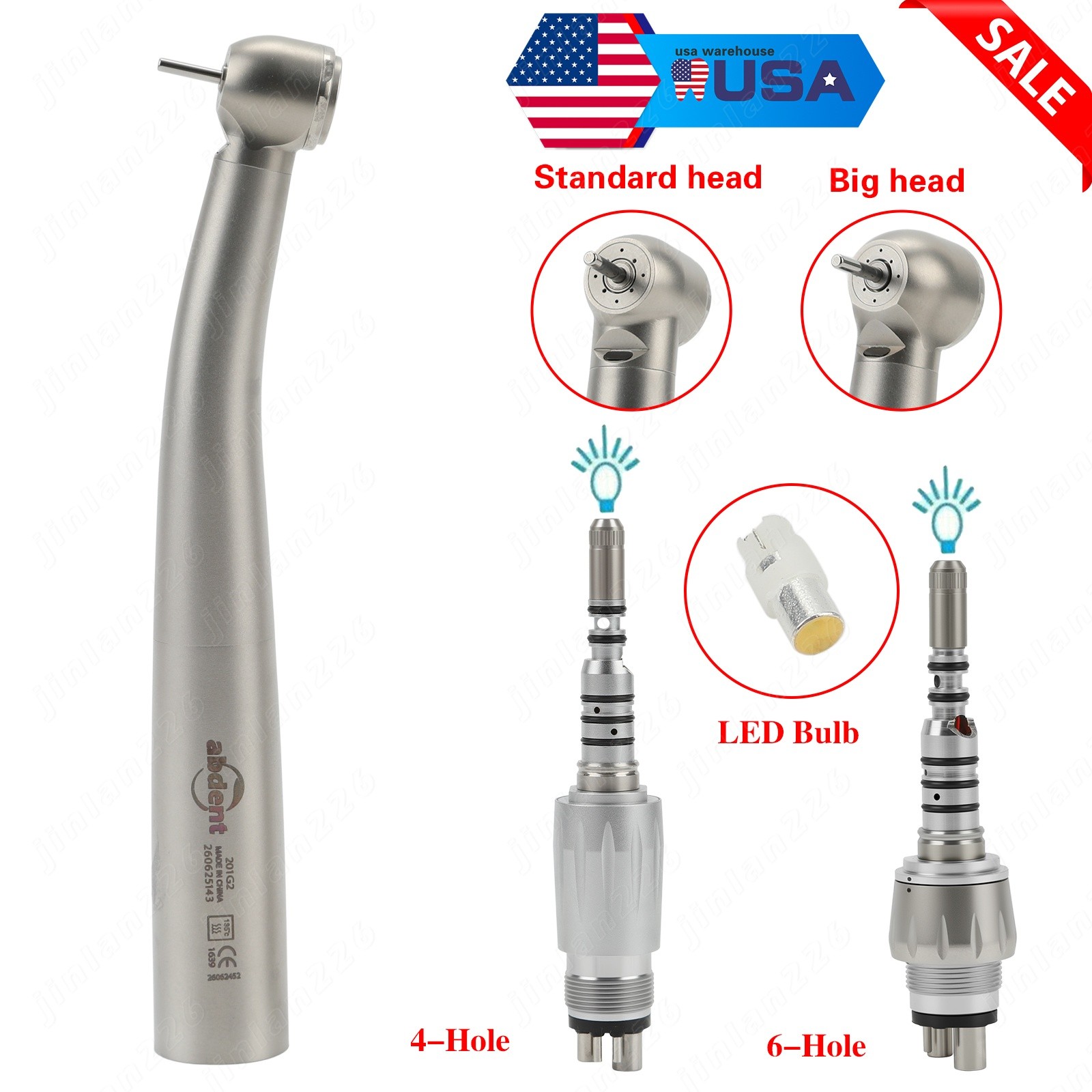 KAV Style Dental High Speed Handpiece Turbine 4/6 Hole Quick Coupler 360° Swivel