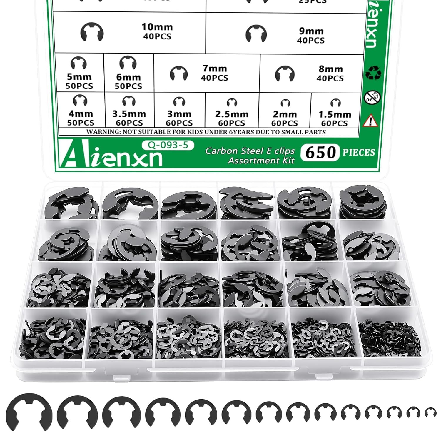 330Pcs Snap Rings Assortment Kit External Retaining C Clips E-Clip Circlip Set