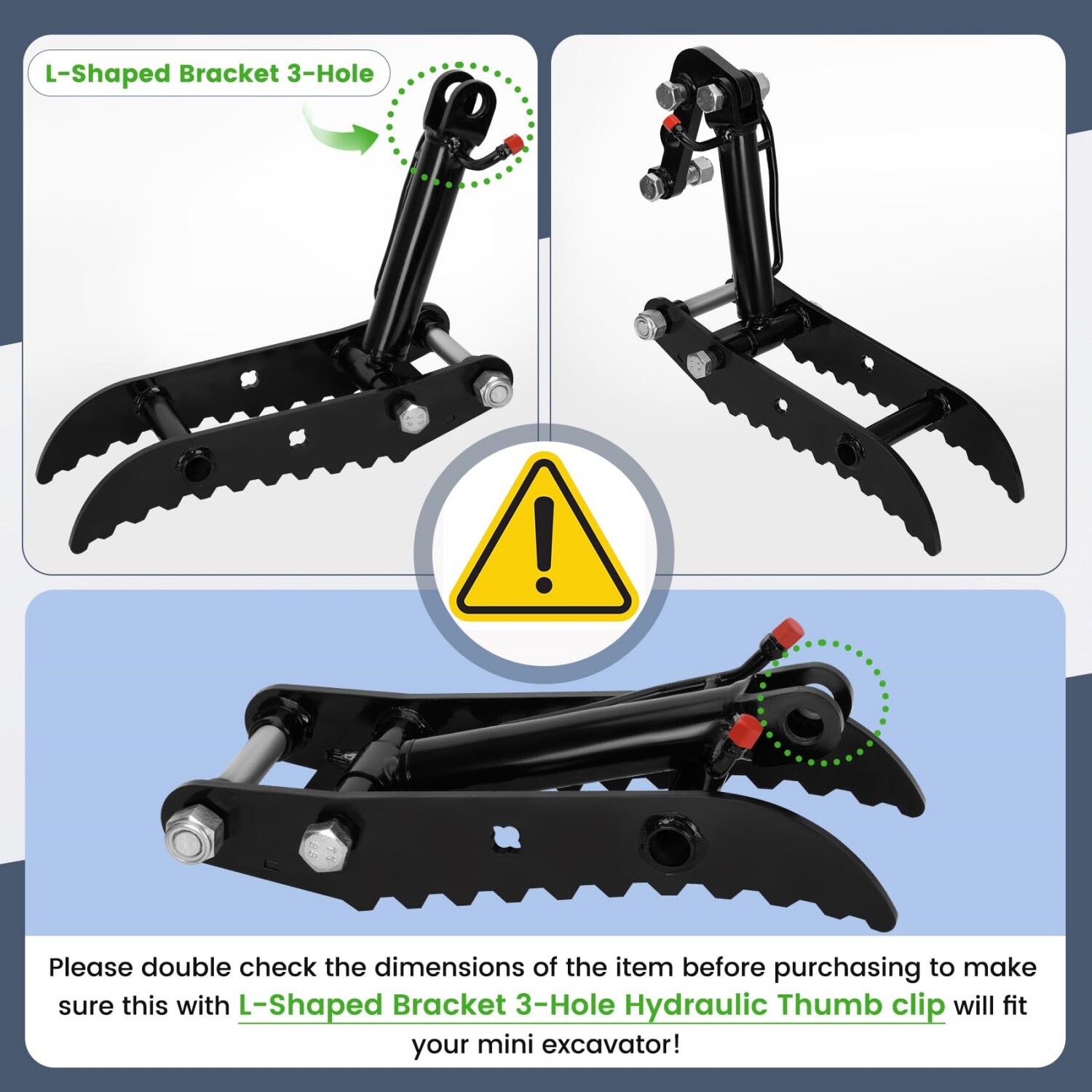 Mini Excavators Hydraulic Thumb Clip, Thumb Below 3 Tons with L-Shaped Bracket