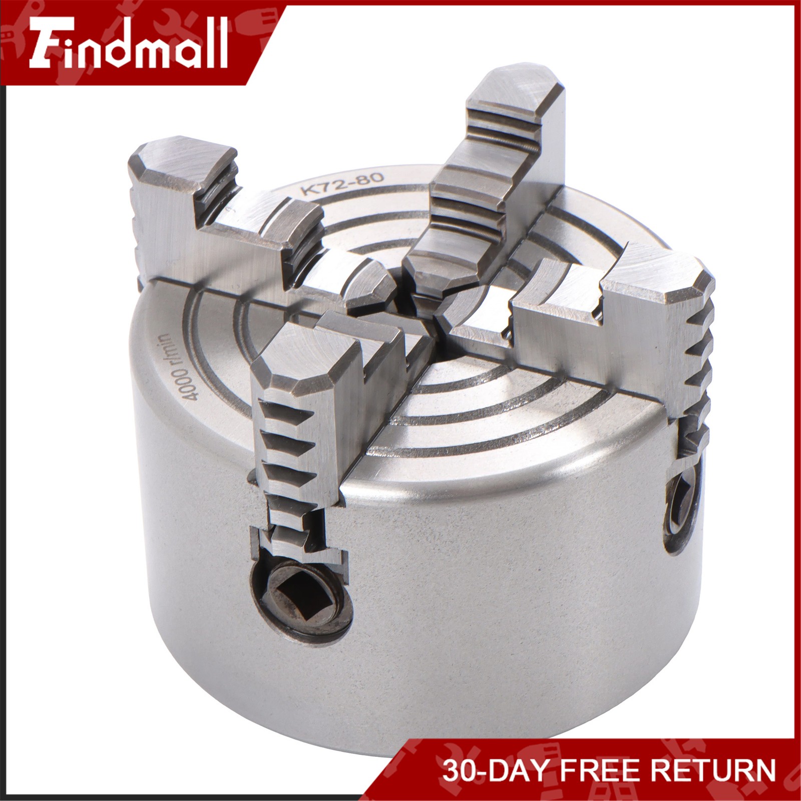 Findmall K72-80 4 Jaw Chuck 3″ 80mm Independent Metal Lathe Chuck