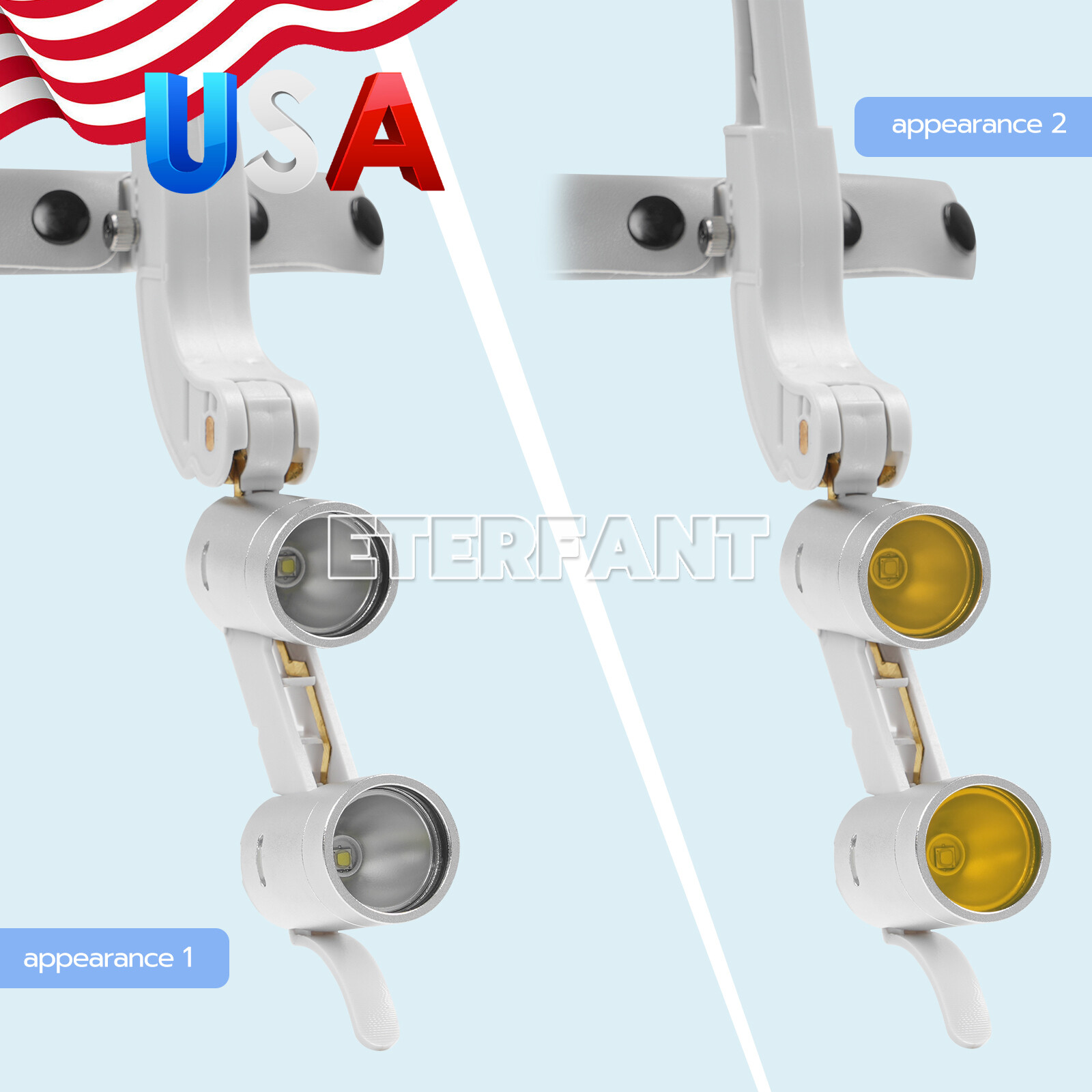 ETERFANT Dental Headband 3.5X Binocular Loupes+5W Dual LED Head Light 2 Leds
