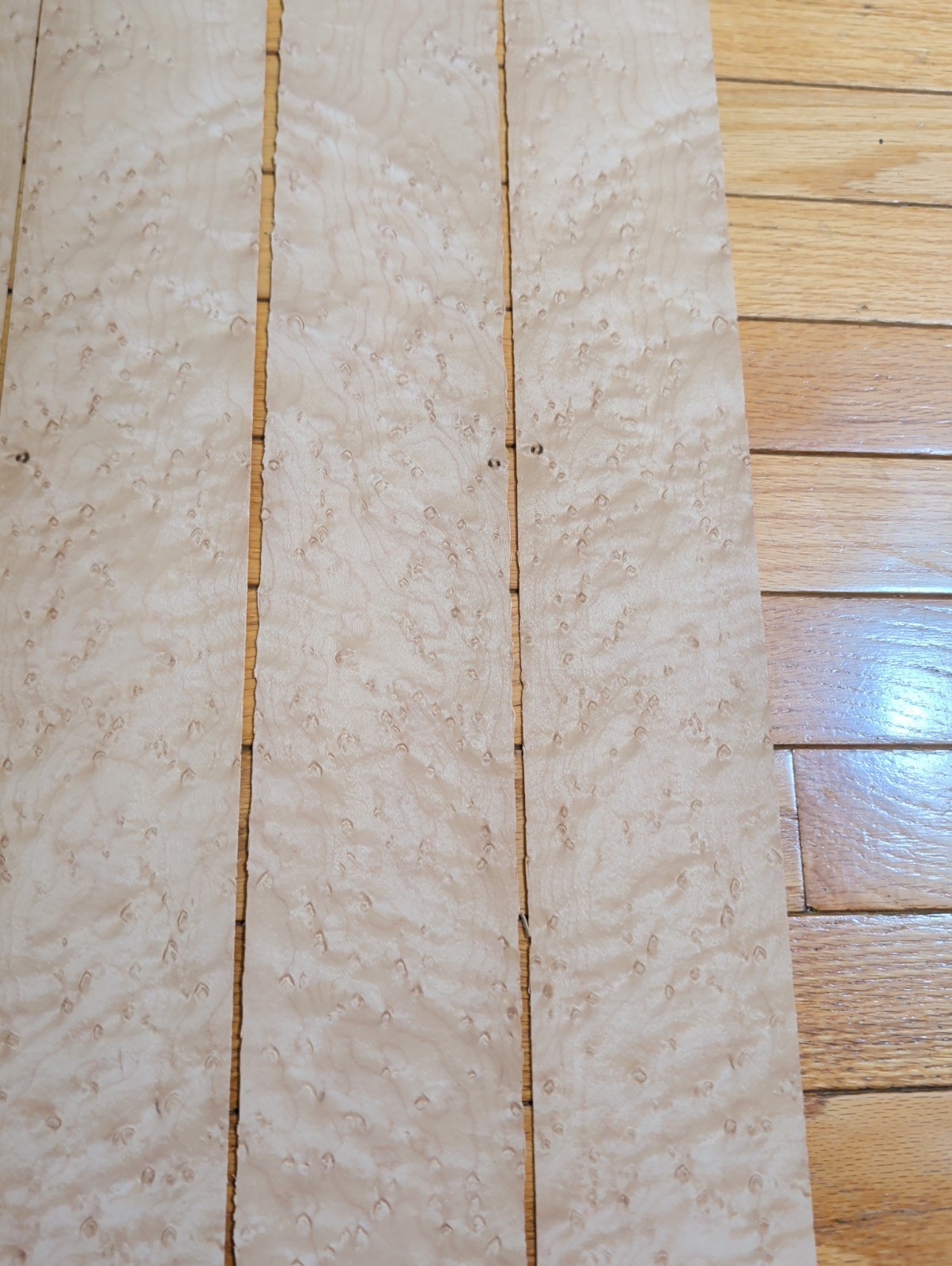 Birdseye maple wood veneer 4 pieces 3 1/2″ x 31″ each 1/42″