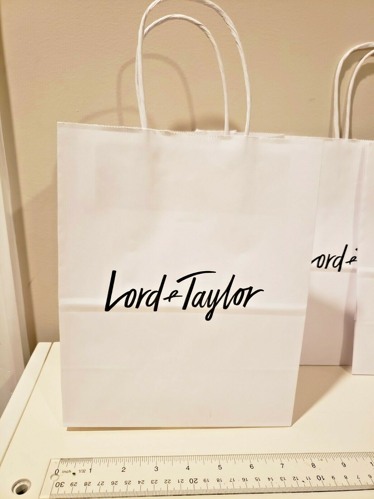 3x Lord & Taylor Paper Bag 8 x 10 x 4 inches white shopping bag NEW