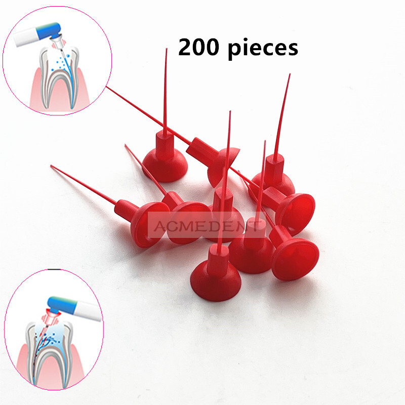 200Pc Dental Activator Tips Ultra Sonic Activator Irrigator Needle Tip MediumRed