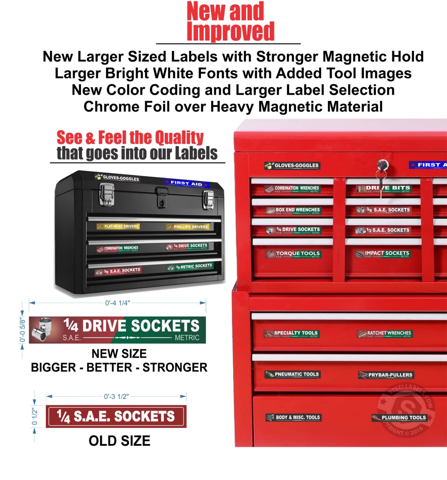 Ultimate Magnetic TOOLBOX LABELS fits all steel boxes tool chest & cabinets
