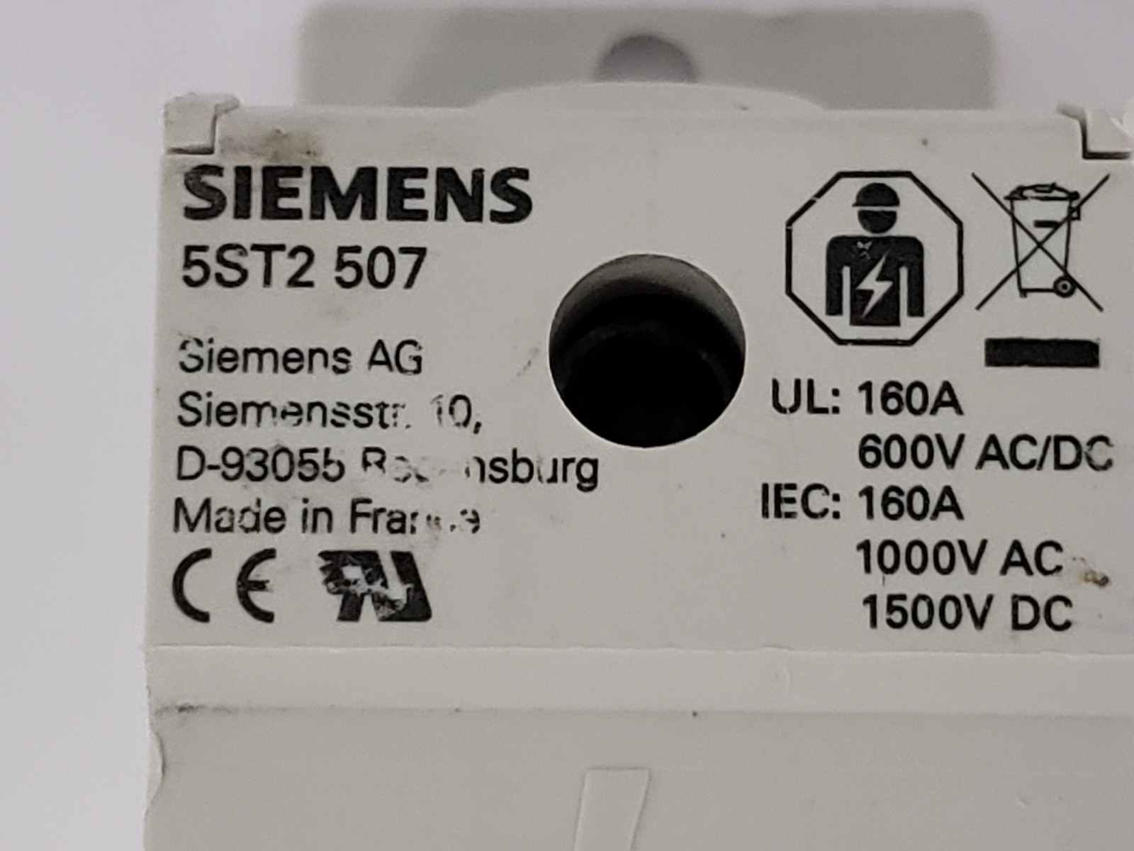 SIEMEMS 5ST2 507 DISTRIBUTION BOARD BLOCK 1 POLE 160A 600V AC/DC