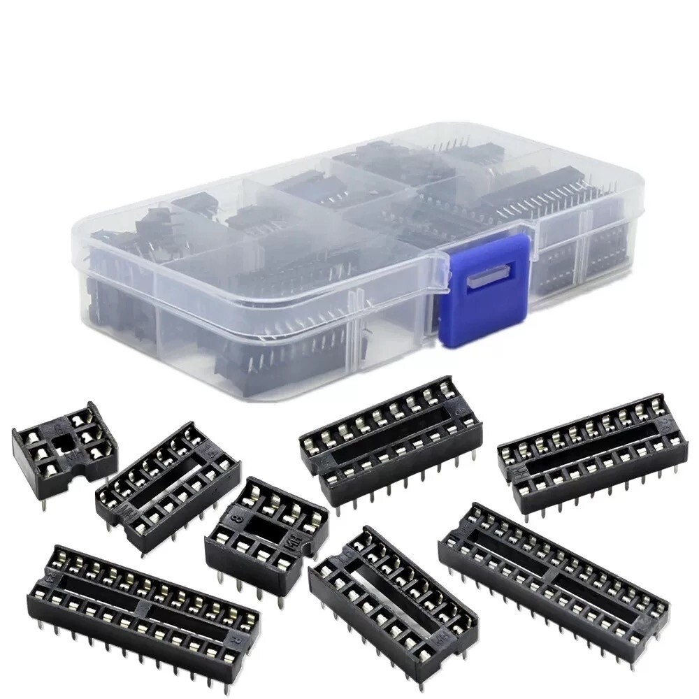 66pcs DIP IC Socket Kit Adapters 6/8/14/16/18/20/24/28 Pin Assortment