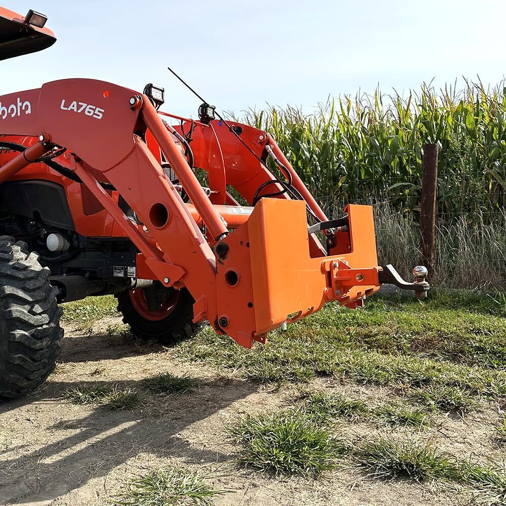 3/8″ Thick Skid Steer Mount Plate W/ 2″ Removable Trailer Hitch Receiver Orange