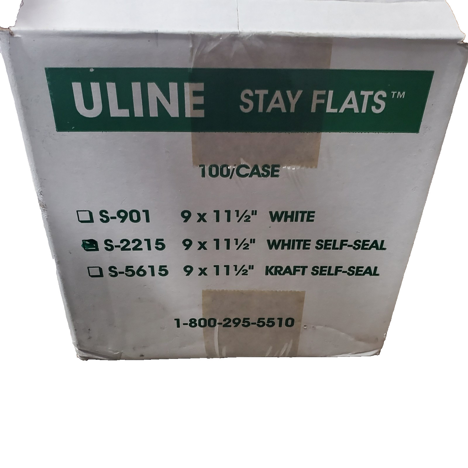 ULine StayFlats 100/case 9″ x 11 1/2″ White Self-Seal S-2215 Brand New Case