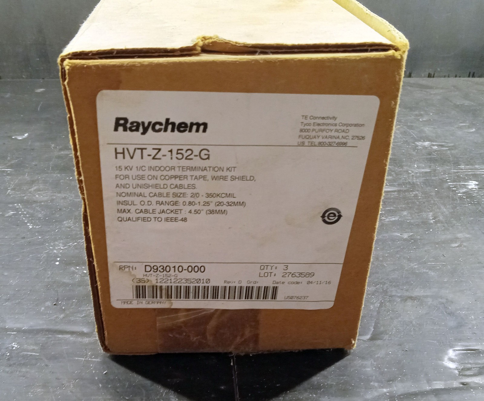 1 NEW RAYCHEM HVT-Z-152-G 15KW 1/C INDOOR TERMINATION KIT NIB ***MAKE OFFER***