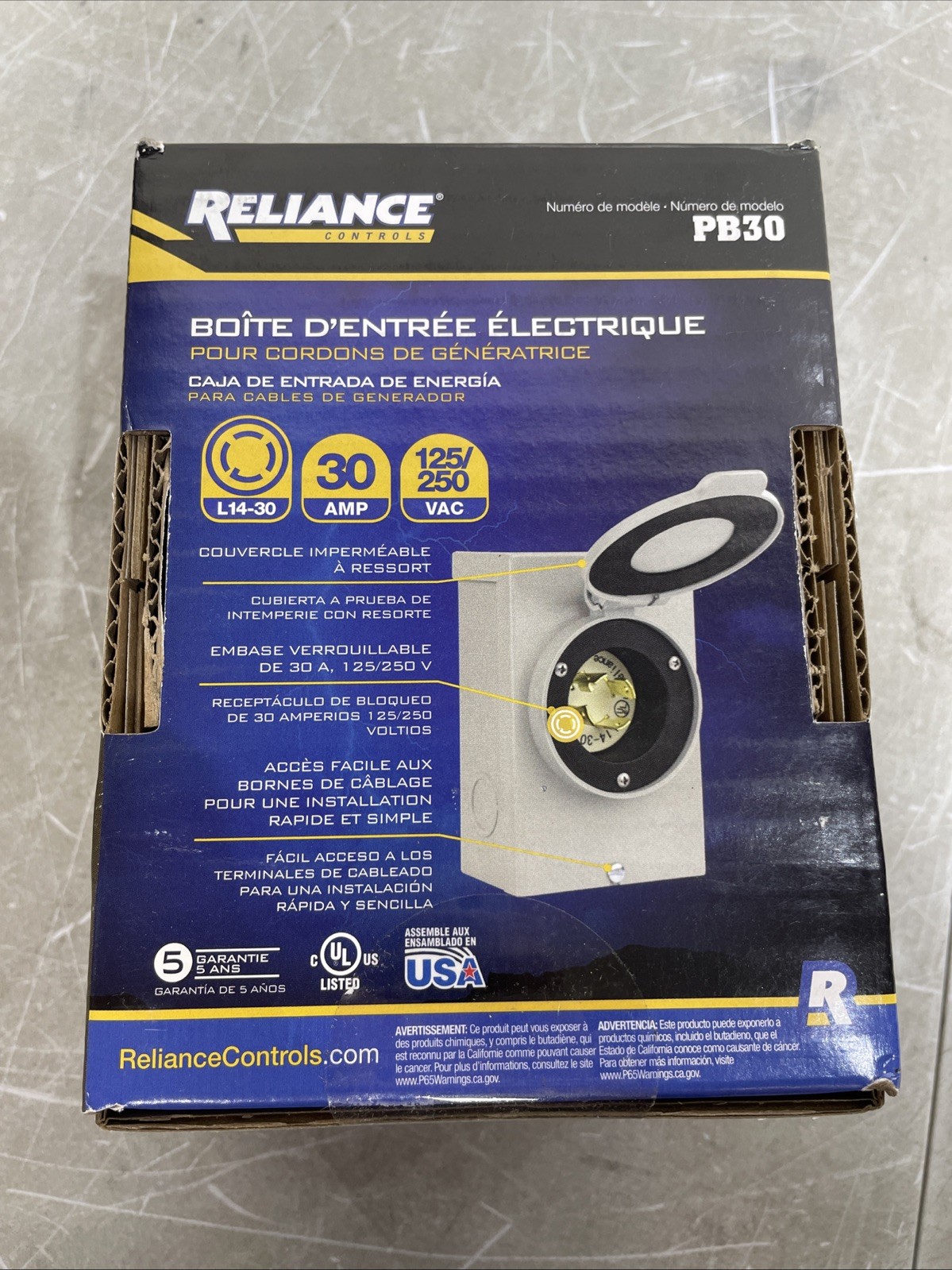 Reliance Controls Generators Up to 7,500 Running W PB30 30-Amp NEMA 3R Power