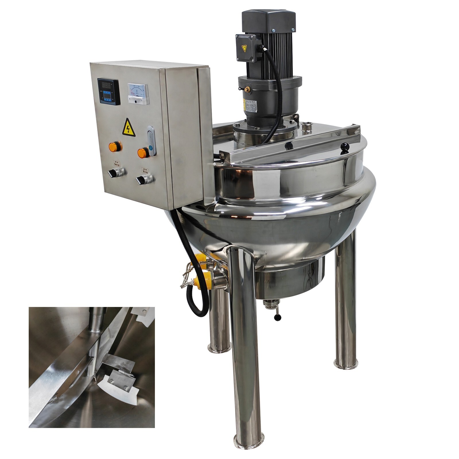 220V Jacketed Kettel Commercial Sandwich Pot Scraper100L 26.5Gal 27.6*18.1in Pot