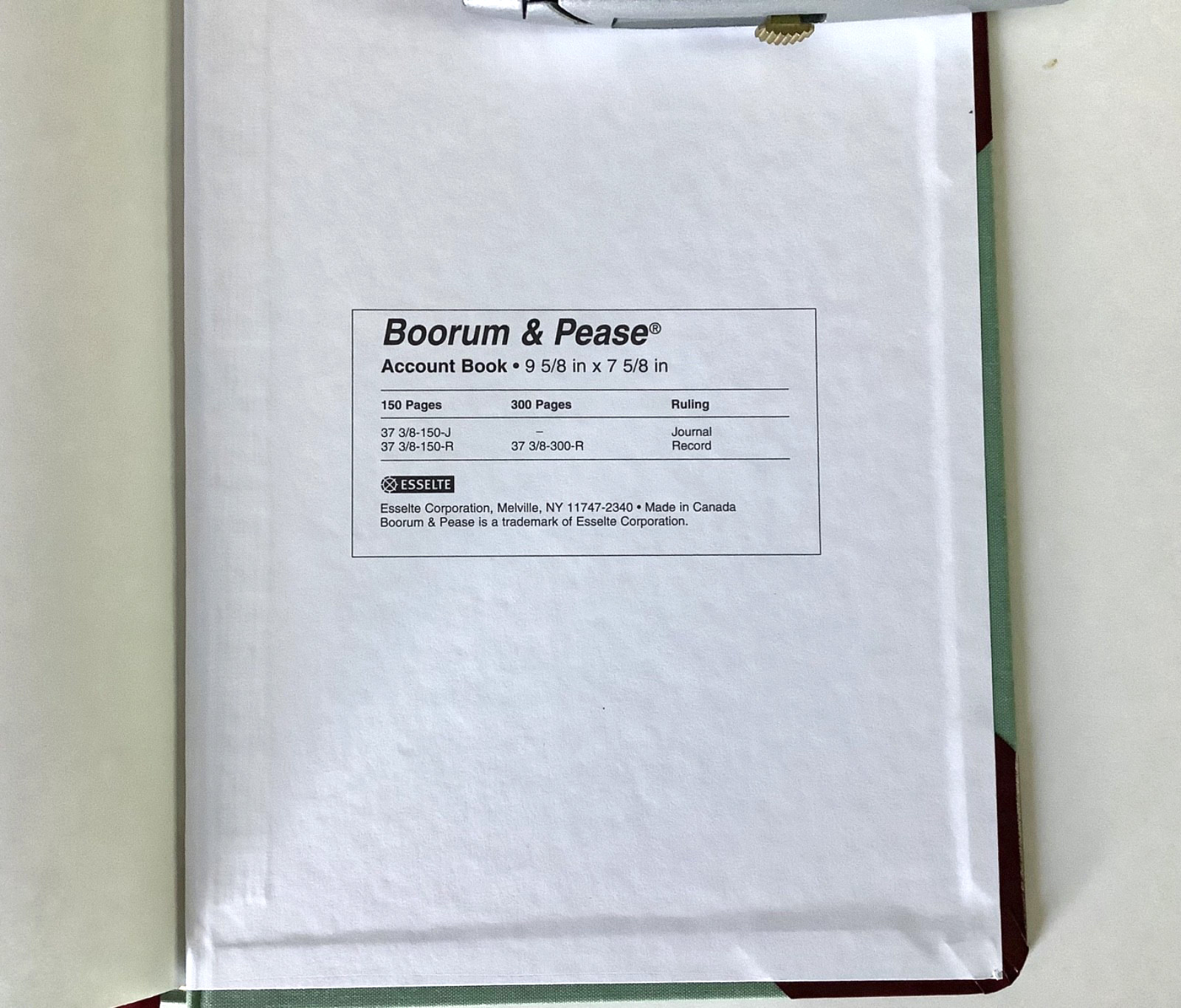 Boorum & Pease Vintage Account Book No. 37 3/8 R 150 Canvas Bound Record Ledger