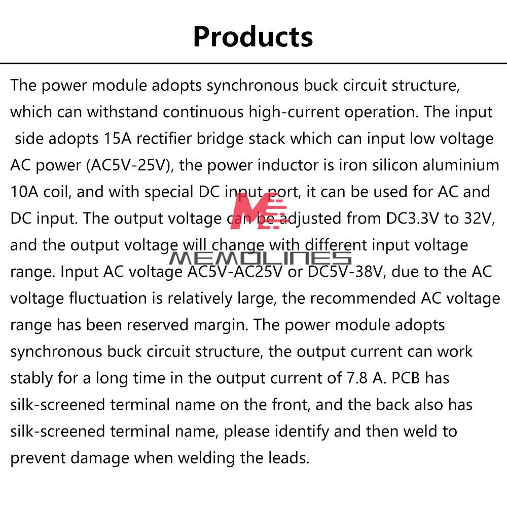 AC 5-25V/DC 8-38V To DC 3.3-32V Buck Power Module Adjustable Voltage Regulator
