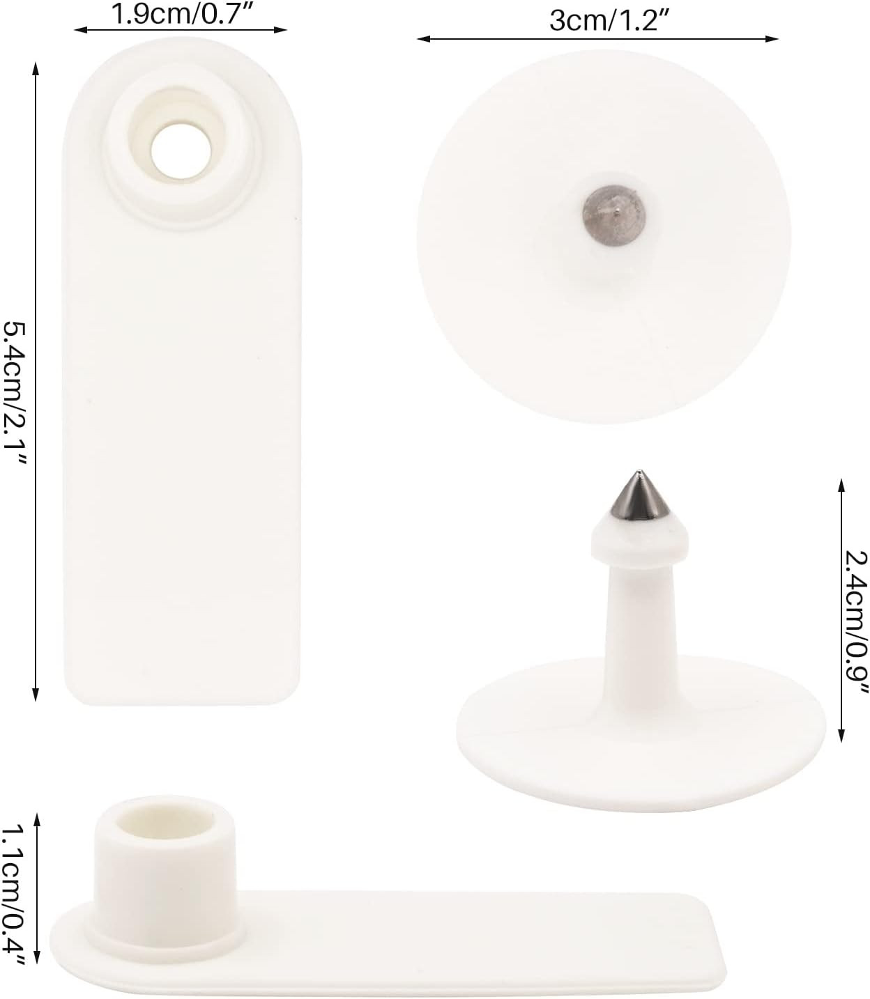 100 Blank Livestock Ear Tags for Goat, Sheep, Cattle, and Pigs (White)
