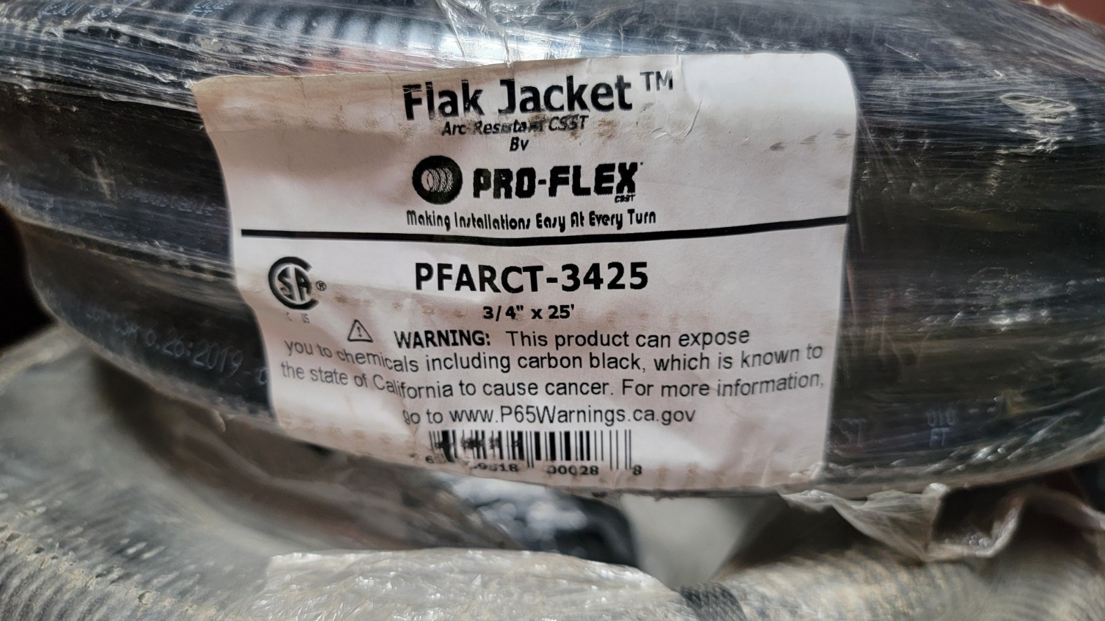 ProFlex CSST Gas Pipe Black (w/ Arc-Resistant Jacket) 3/4″ X 25′