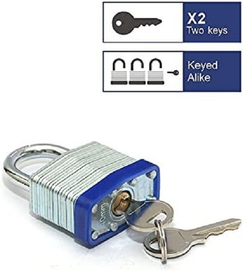 Lot of 16 Piece 40mm Laminated Pad Locks Keyed the Same Alike