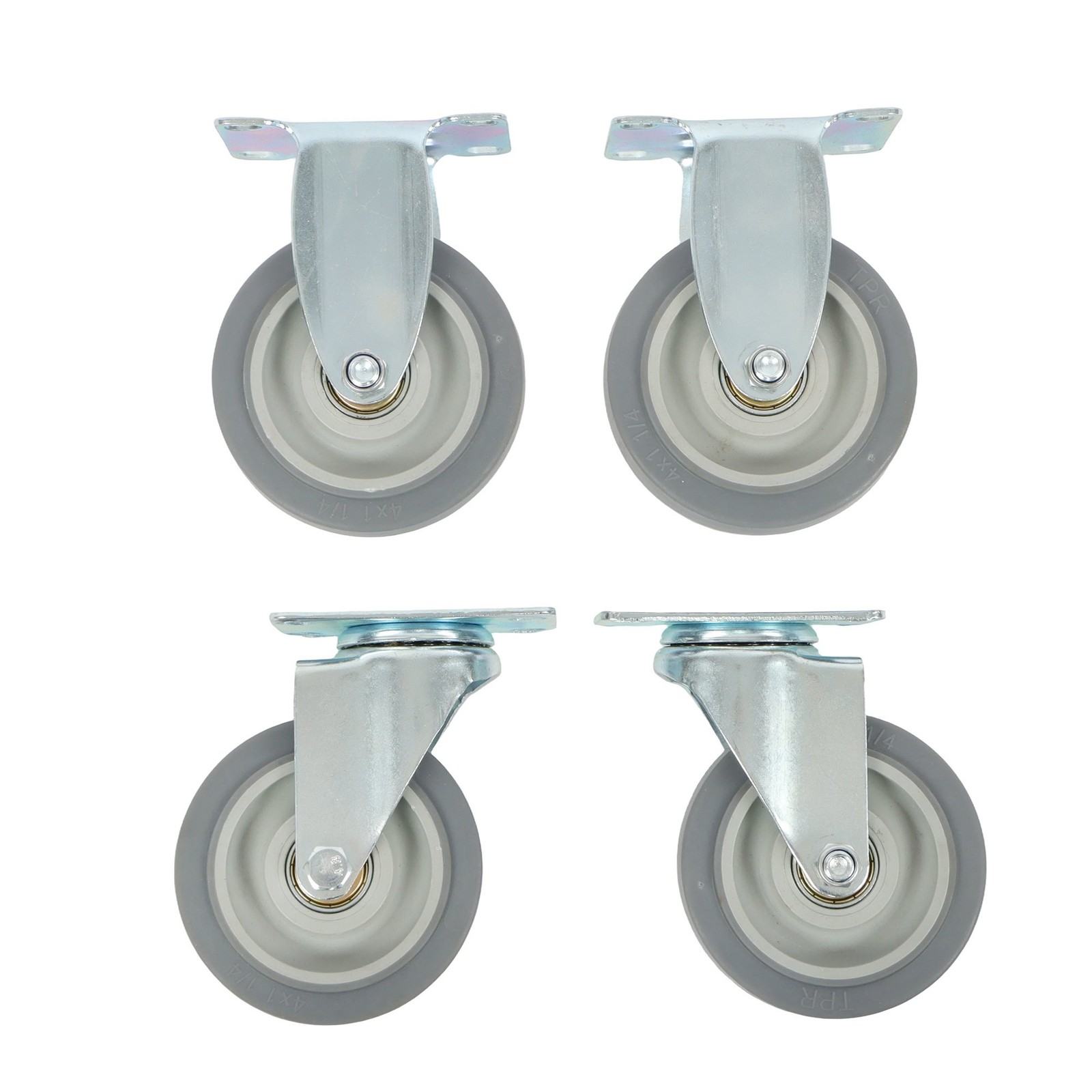 4 Pcs 4 Inch Heavy Duty Swivel Caster Wheels 1200Lbs Two Straight, Two Inclined