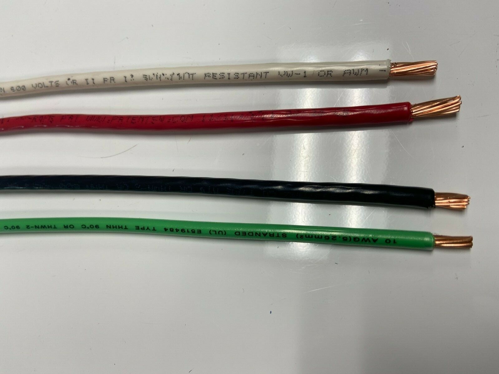 100′ EA THHN THWN 8 AWG GAUGE BLACK WHITE RED COPPER WIRE + 10 AWG GREEN