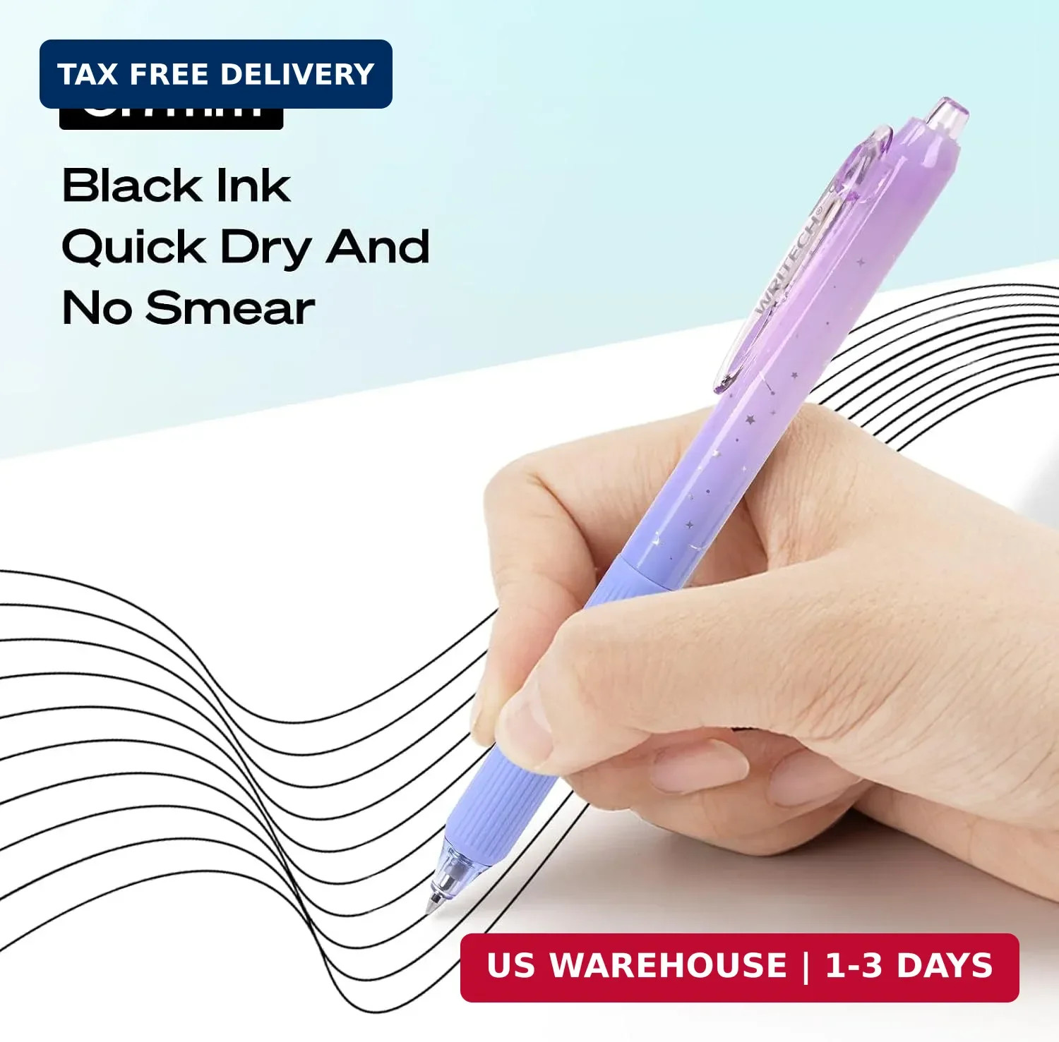 Gel Pens Fine Point: Nebula Pen Set 0.7mm Black Ink Retractable 6ct Medium Point