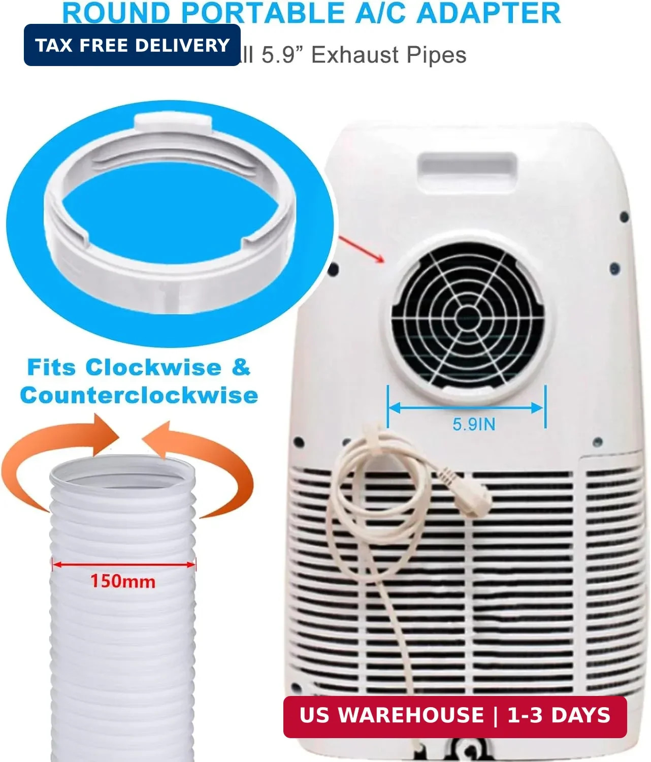 5.9 inch Portable AC Unit Air Exhaust Outlet Adapter, Connect the 5.9in Exhaust