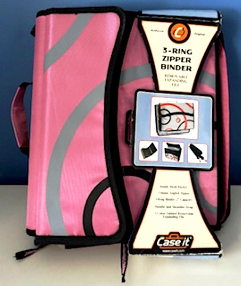 CHOICE OF 3 RING BINDER-MEAD (black-blue-red-magenta) OR CASE-IT D-900 (Pink)