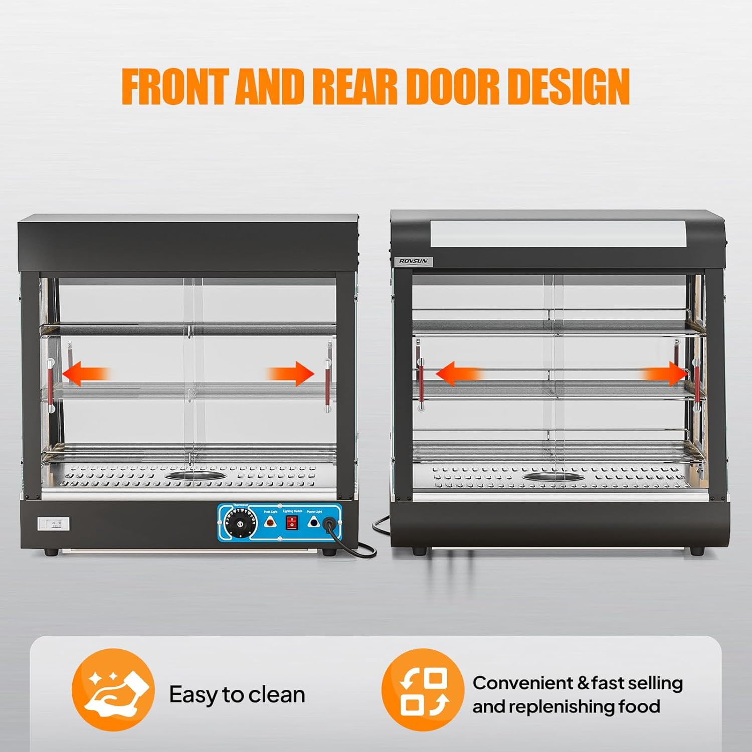 ROVSUN 26″ Commercial Food Warmer Display Pizza Warmer, 3-Tier Electric Countert