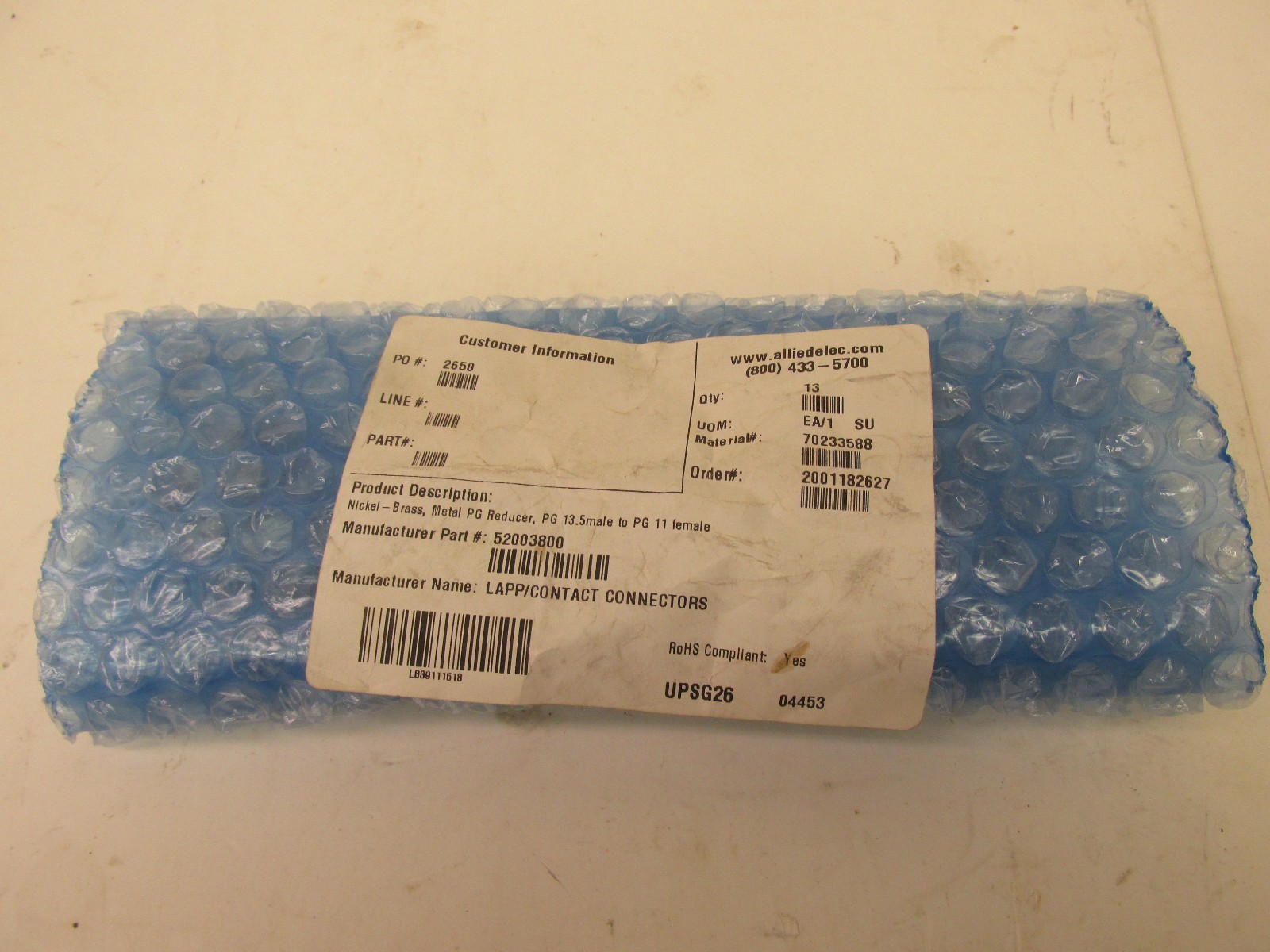 New Lapp/Contact Connectors Manufacture Part#:52003800 Lot of 11 Pcs 43249LR