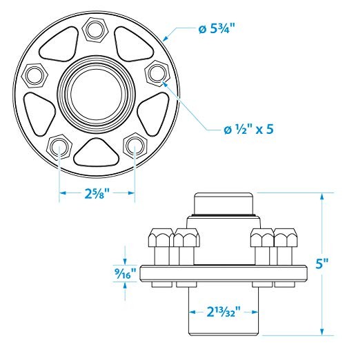 Seachoice Trailer Wheel Hub 1 In. Axle 5 Lug Pregreased 53141