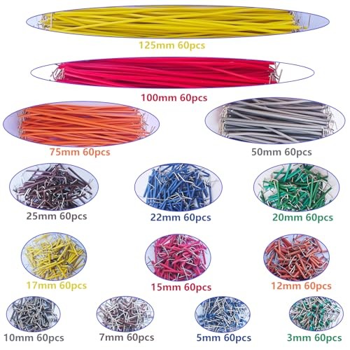 840 Pcs Breadboard Jumper Wires Kit, 14 Lengths, Multicolor, Pre-Stripped, Solde