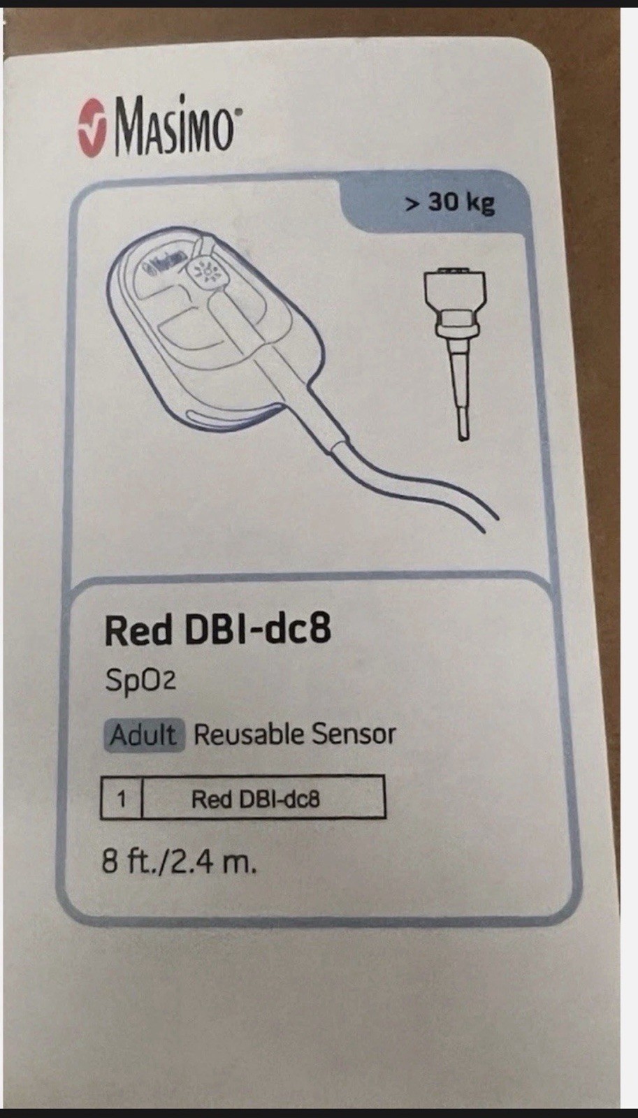NEW OEM Masimo 2644 RD Red DBI-dc8 Adult Reusable Sensor 8 Ft 2.4m