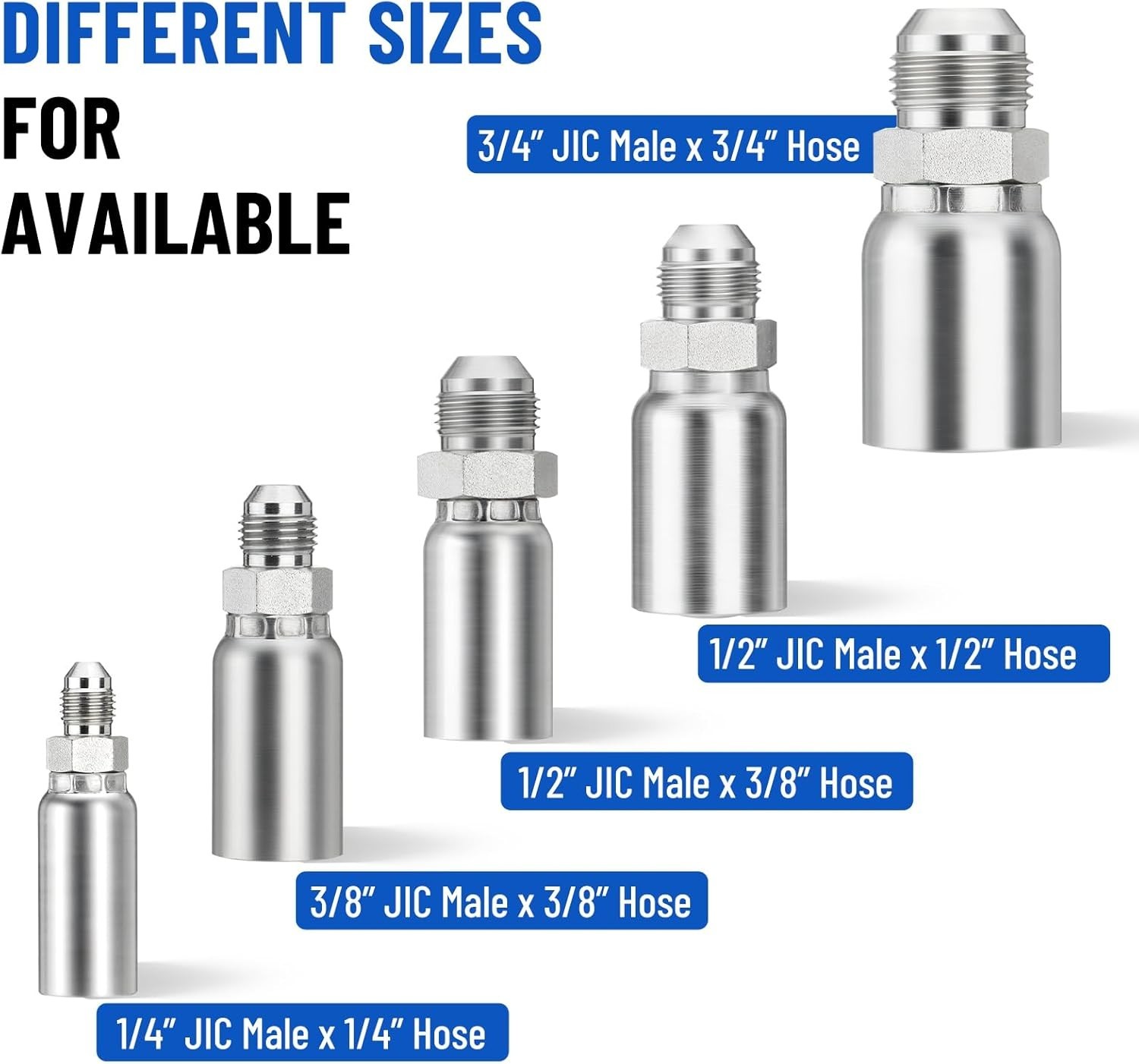 12 Pack Hydraulic Hose Fittings, 3/8″ I.D. Hose X 3/8″ JIC 37° Male with Protect