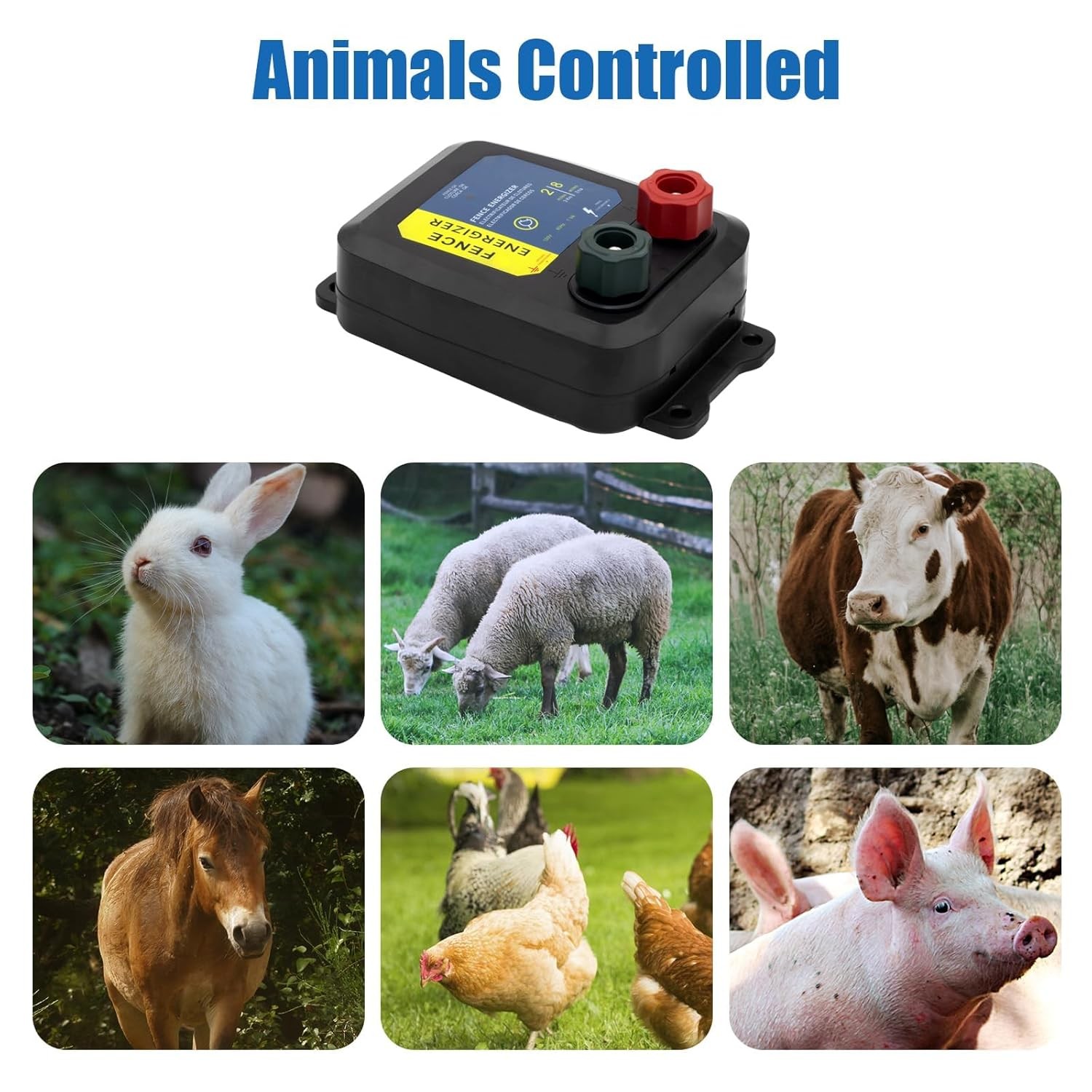 Electric Fence Charger 0.10 Joule 2 Mile Range 8 Acre Plug In Electric Fence