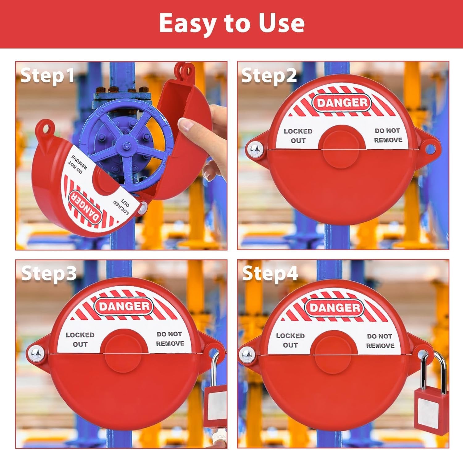 Gate Valve Lockout Device, 1-2.5 Inch, OSHA Compliant for Maximum Safety