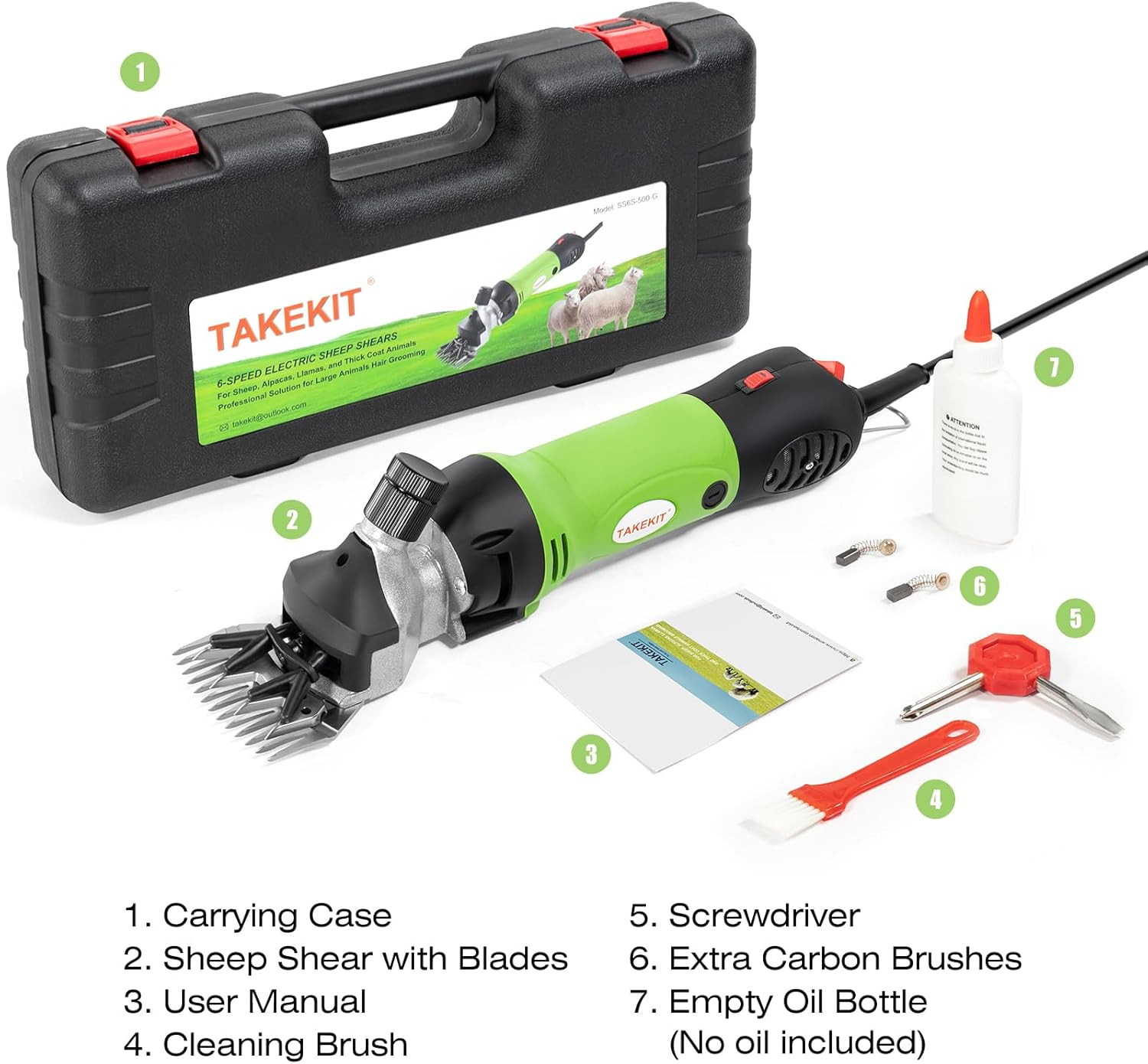 TAKEKIT Sheep Shears, 500W Professional Heavy Duty Sheep Clippers for Grooming,