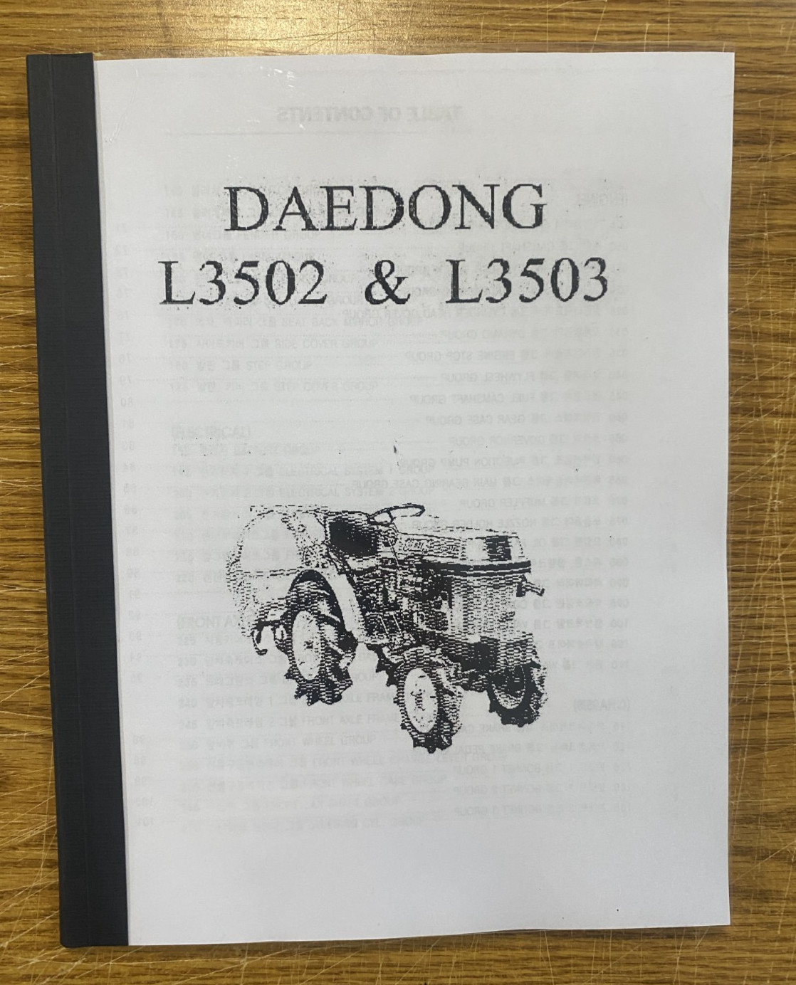 3502 3503 TRACTOR SERVICE PARTS MANUAL FITS DAEDONG TRACTOR L3502 L3503