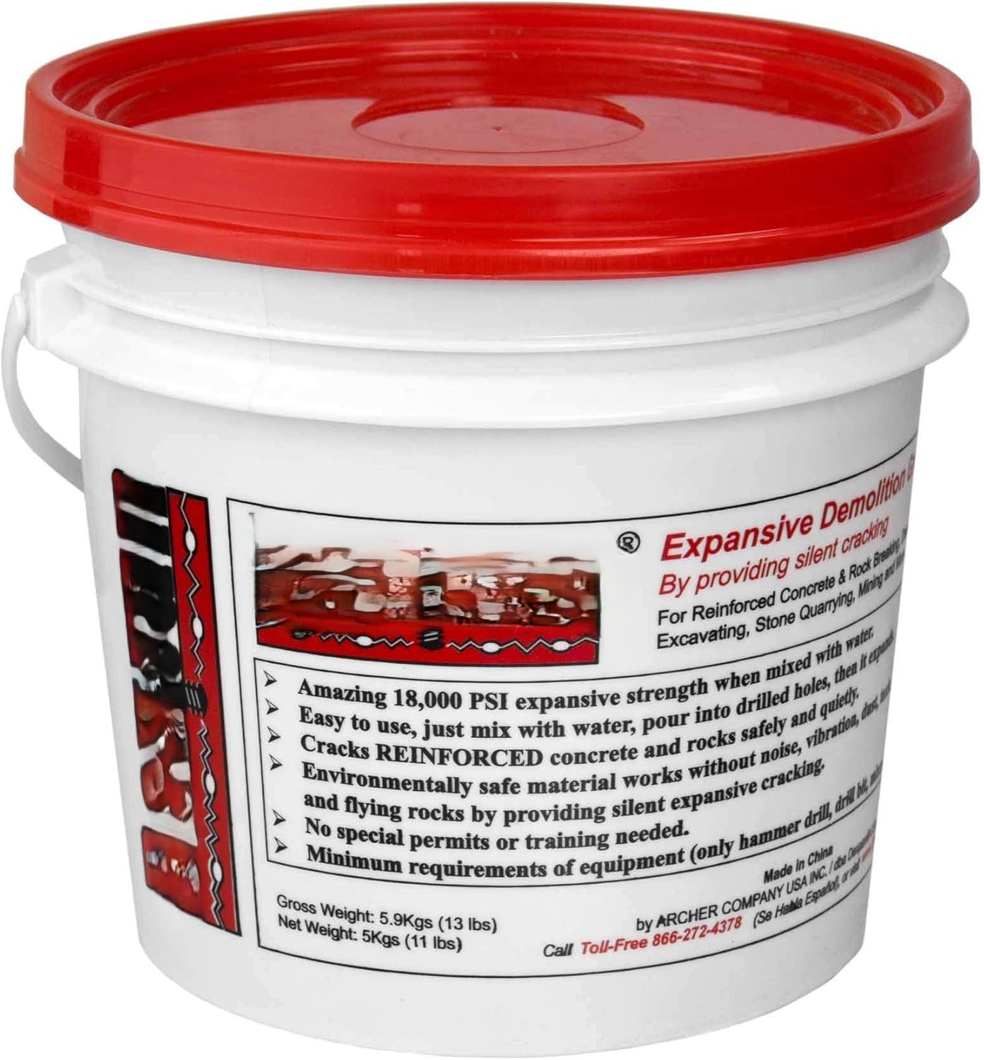 11LB Expansive Demolition Grout for Rock Concrete Breaking Excavating Type 1 77-