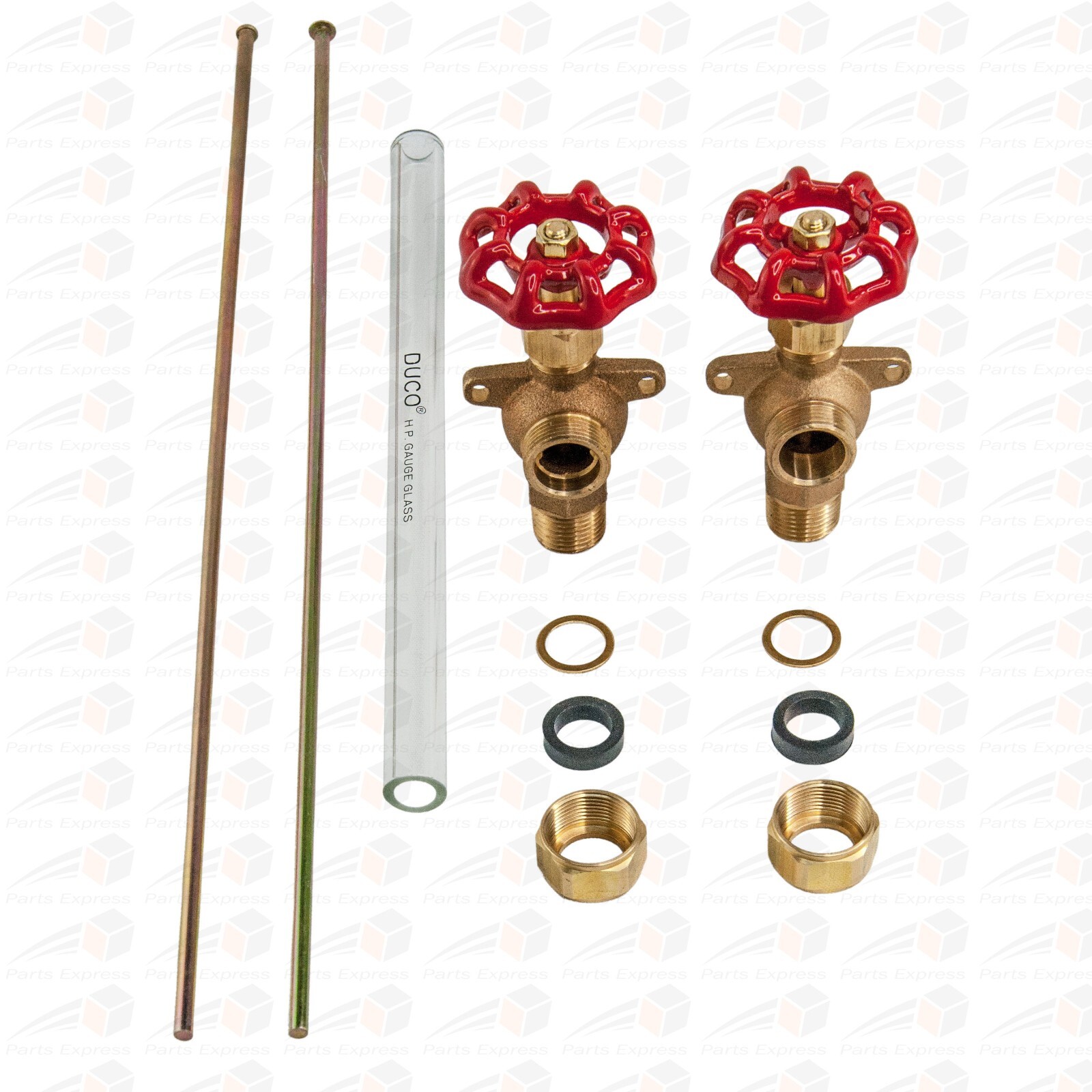 HVAC 3/8″ NPT BOILER SIGHT GAUGE GLASS COMPLETE SET KIT WITH 5/8″ OD x 10″ GLASS