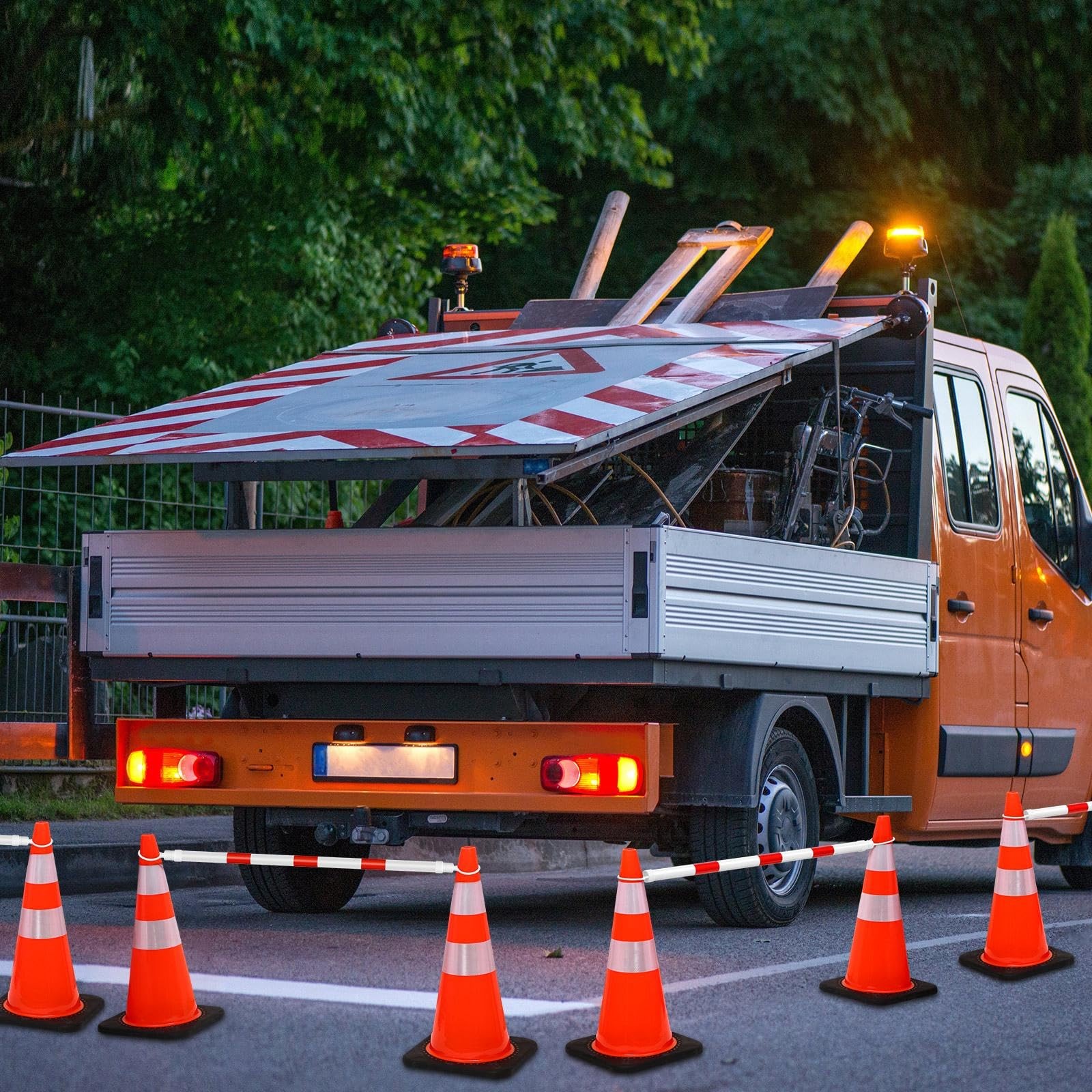 12 Pcs 12 Pcs Retractable Traffic Cone Bar from 4ft to 7.2ft Expandable Safety..