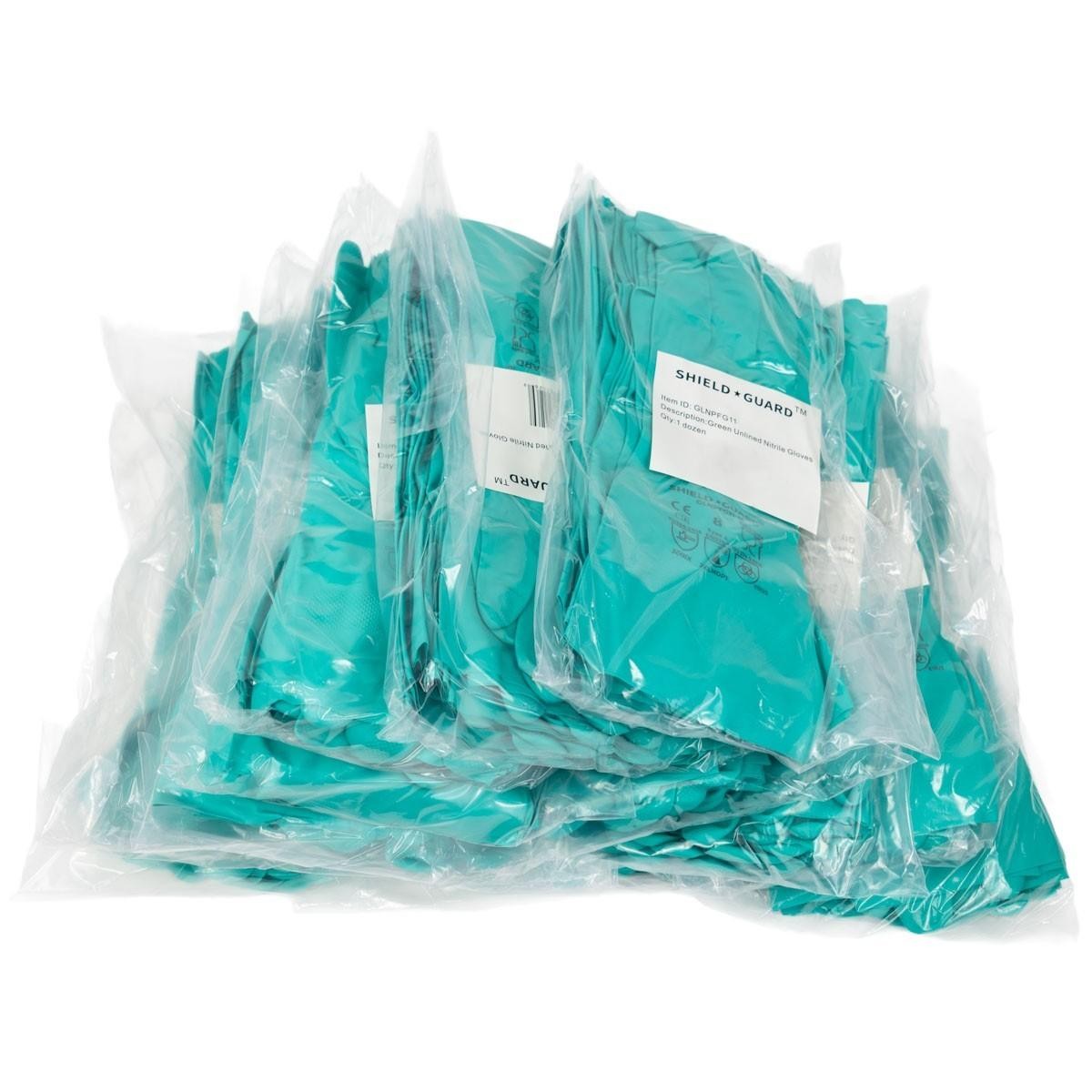 144 Pairs/11 Mil Industrial Powder Free Green Diamond Textured Nitrile Gloves XL