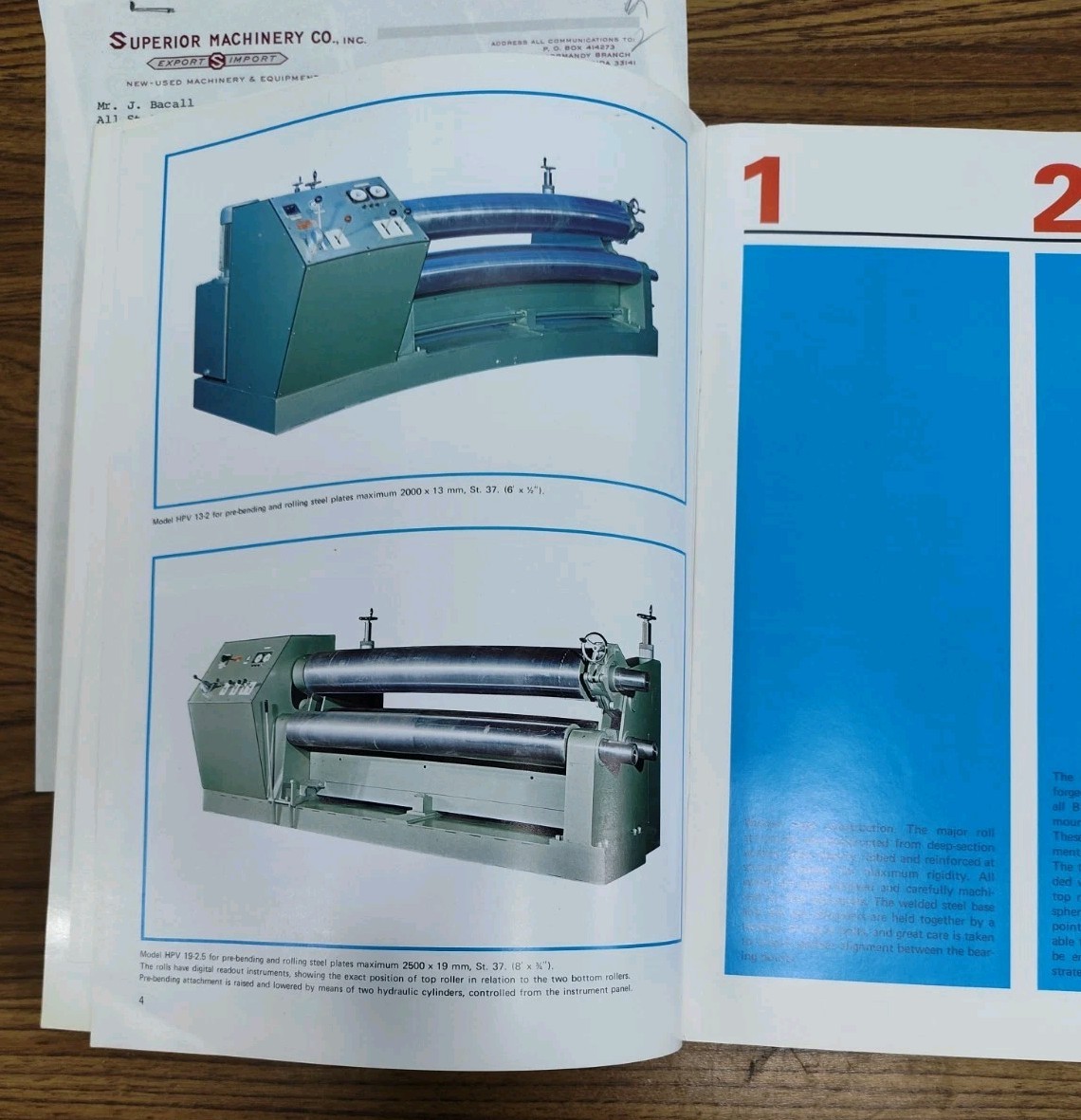Branch Hydraulic Bending Rolls Denmark Brochure Industrial Machinery W/ Photo