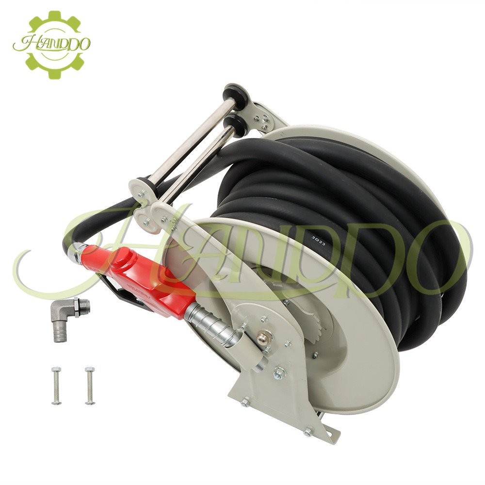 1″ × 50FT Diesel Hose Reel Fuel Hose Reel with Fueling Nozzle Retractable 300PSI