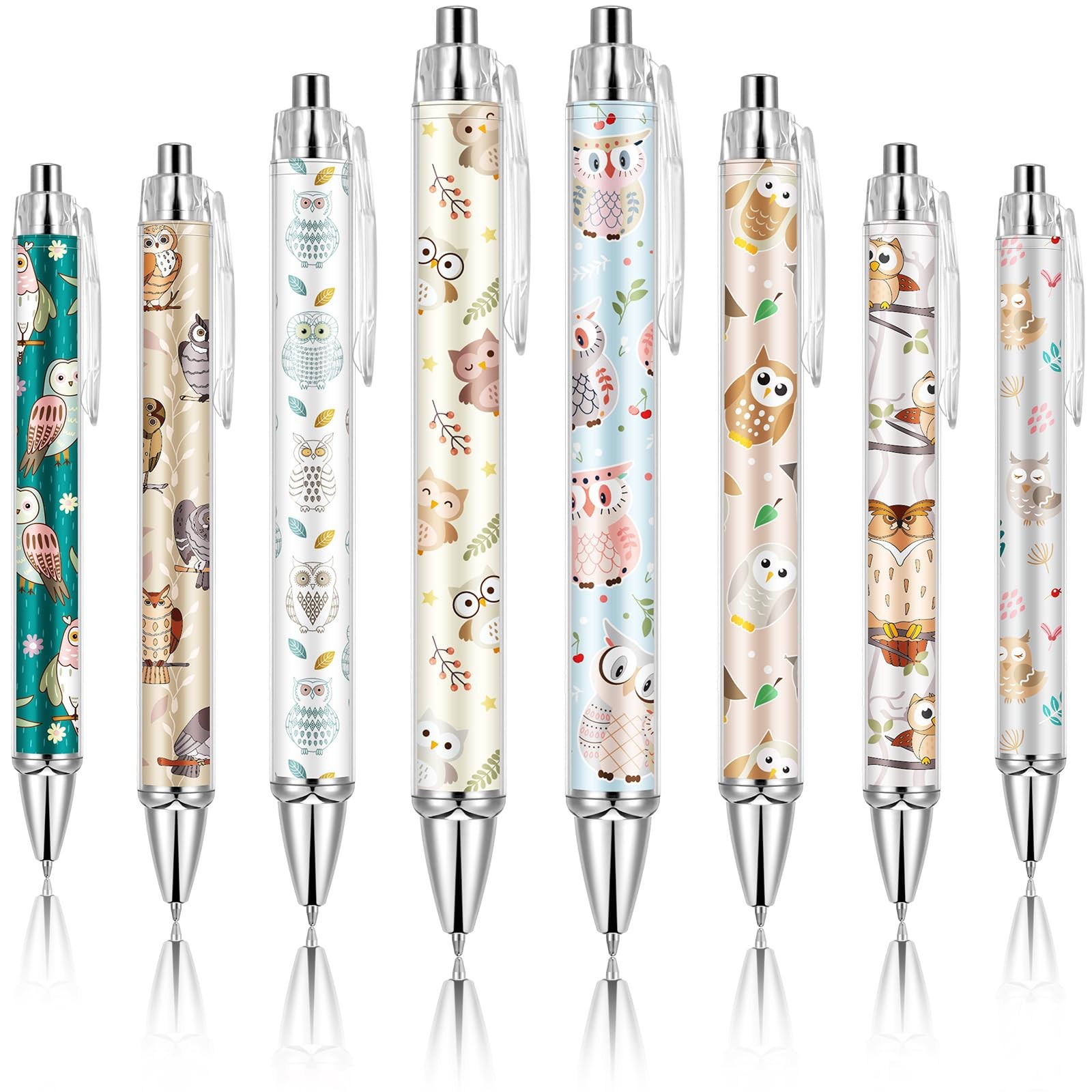 Ireer 8 Pcs Ballpoint Pens for Women 1.00 mm Cute 1 Count (Pack of 8), Black