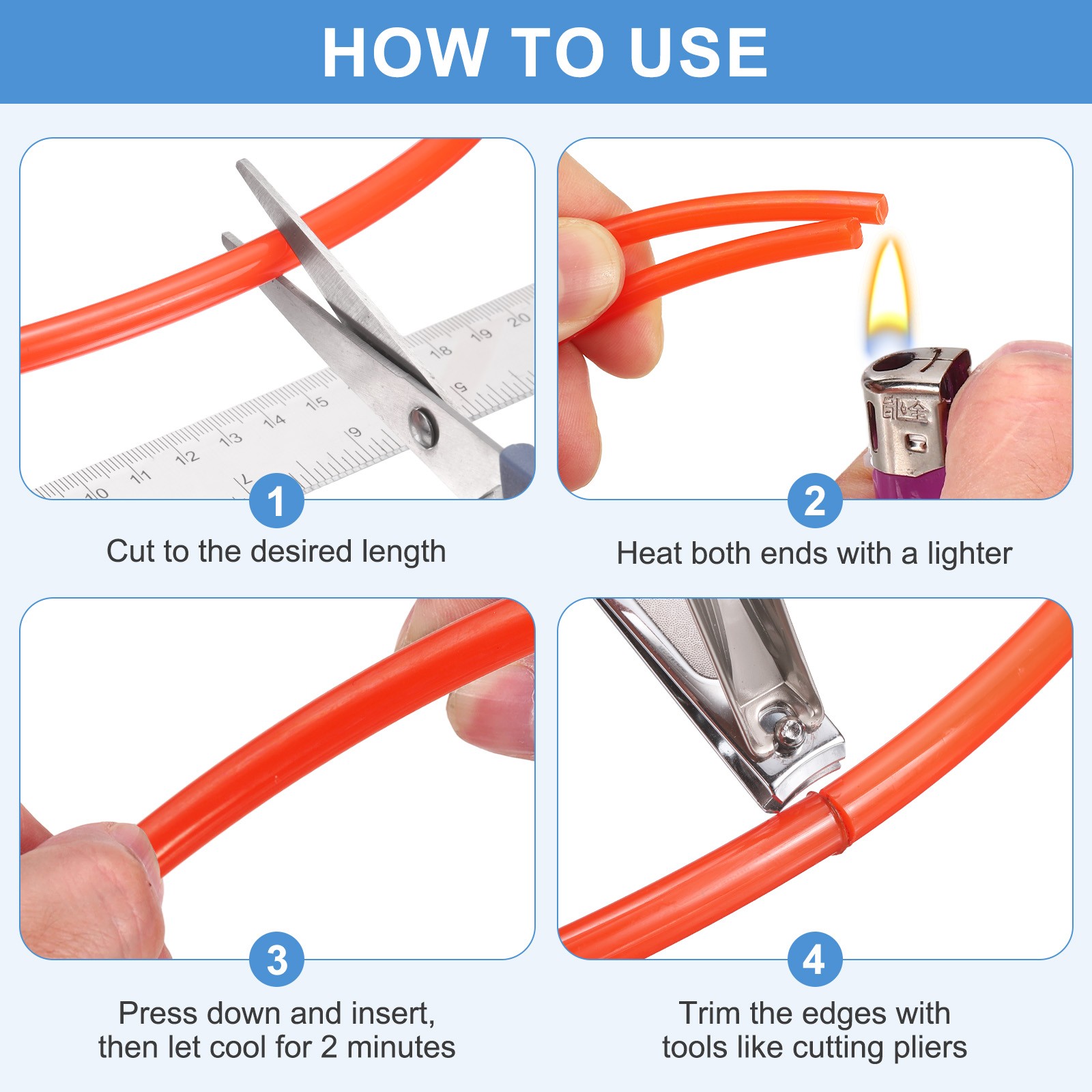 PU Transmission Belt, 8mm Dia 10ft (3 Meters) Length (Smooth Surface, Orange)
