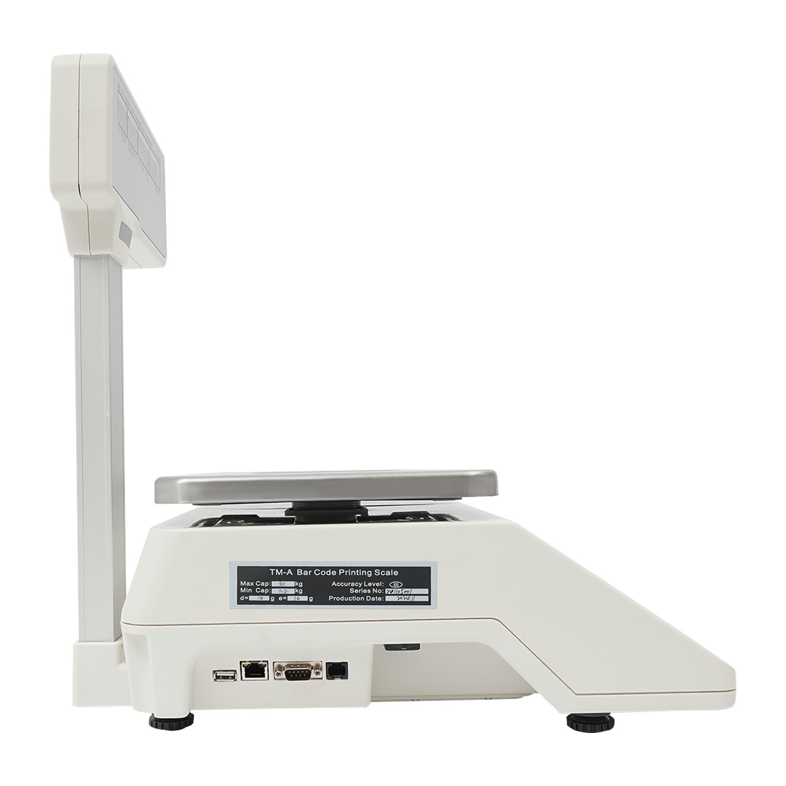 Commercial Label Printing Scale 30kg Capacity with Barcode Scanner Port