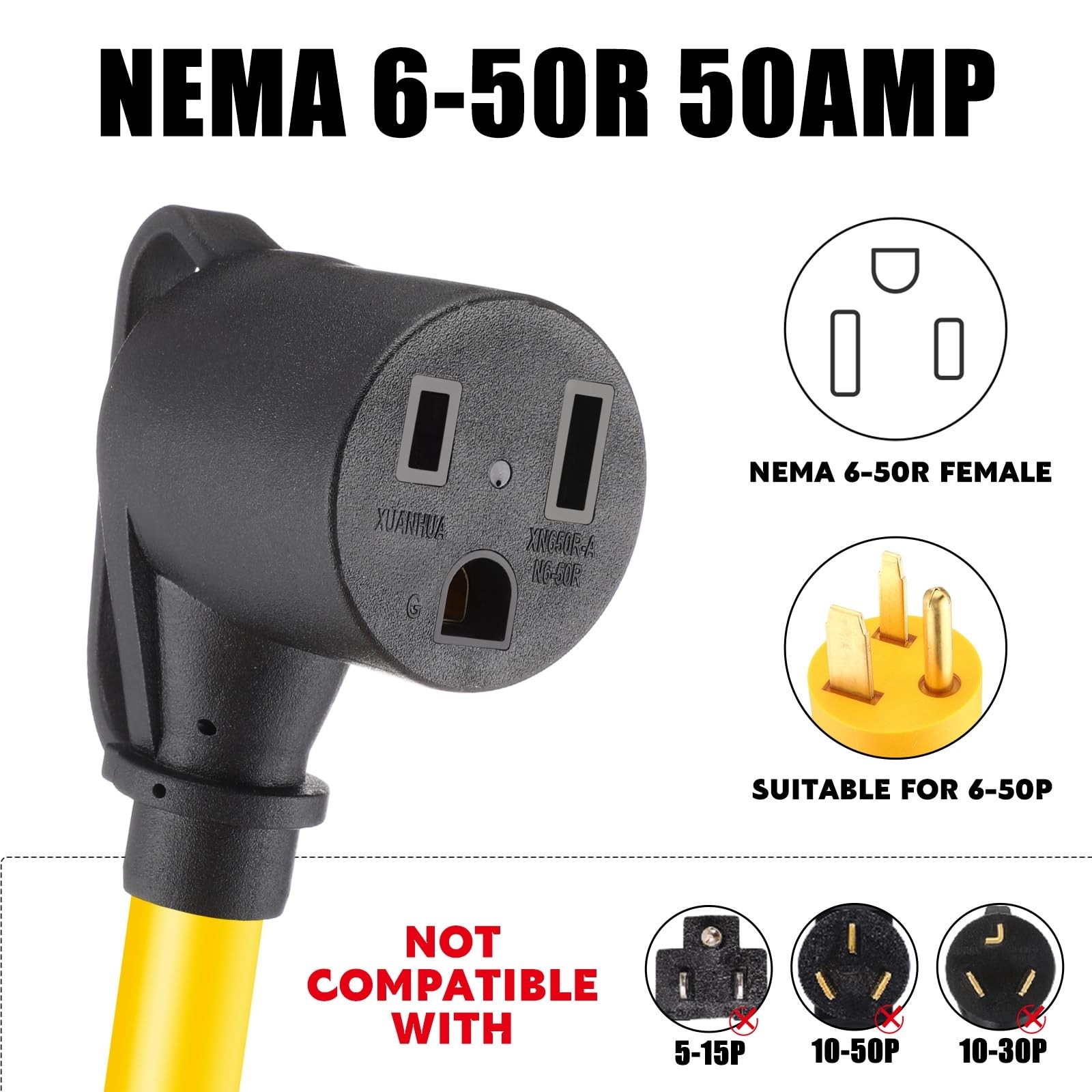 10 Ft 15 Amp Welder Adapter Extension Cord NEMA 515P to 650R STW 10AWG/3C